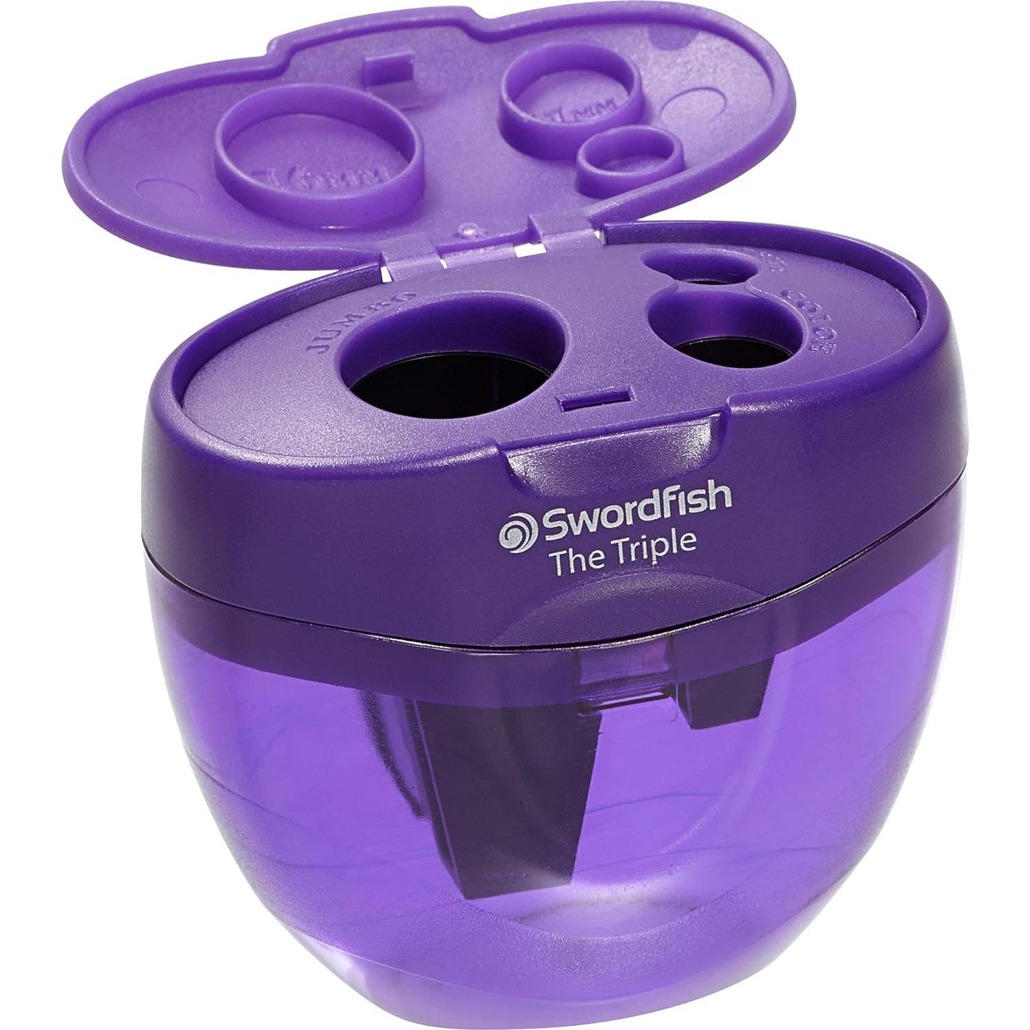 Sacapuntas Triple Swordfish Púrpura con Recipiente 8-16 mm