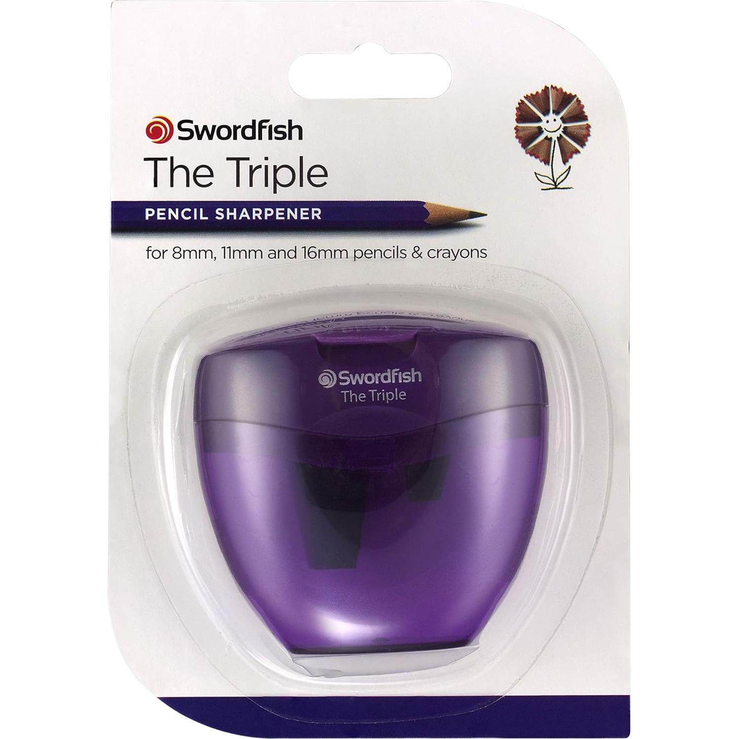 Sacapuntas Triple Swordfish Púrpura con Recipiente 8-16 mm