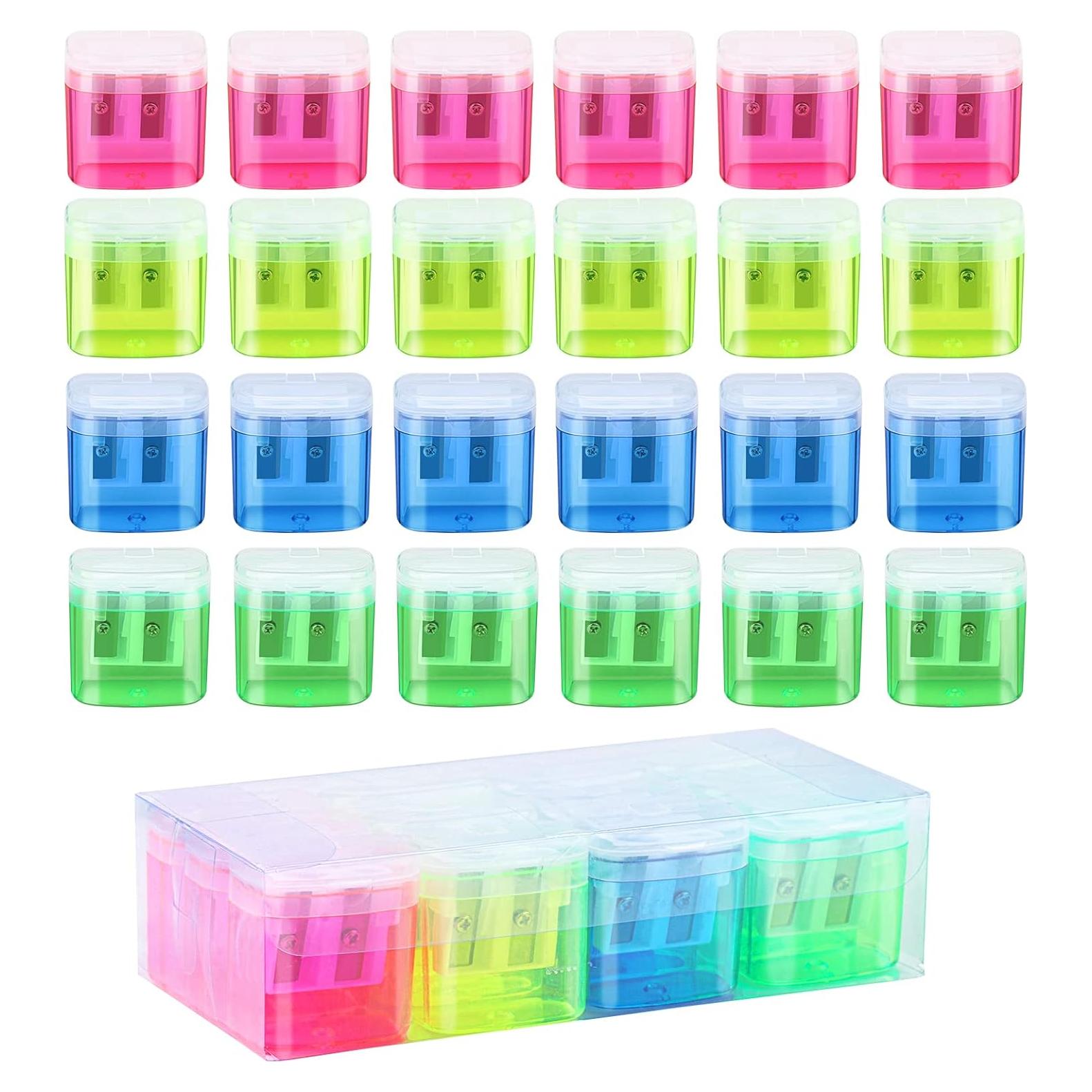 24 Sacapuntas Manuales Doble Orificio Hxezoc Colores Variados