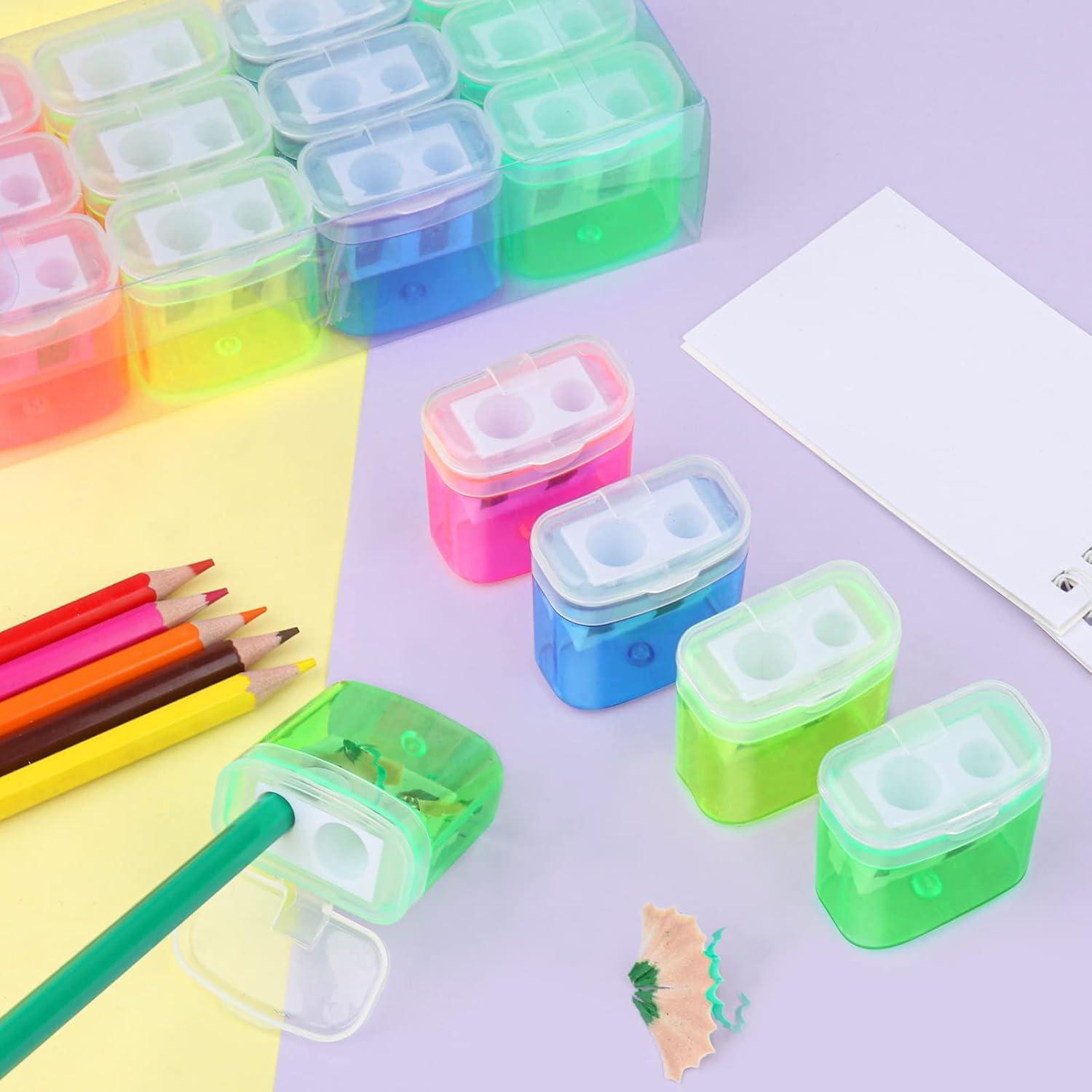 24 Sacapuntas Manuales Doble Orificio Hxezoc Colores Variados