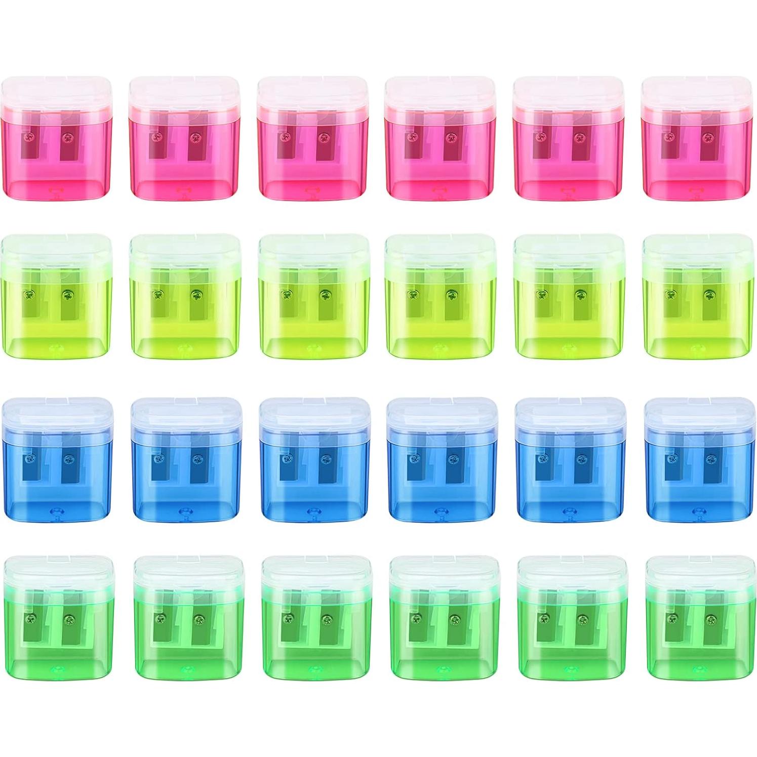 24 Sacapuntas Manuales Doble Orificio Hxezoc Colores Variados