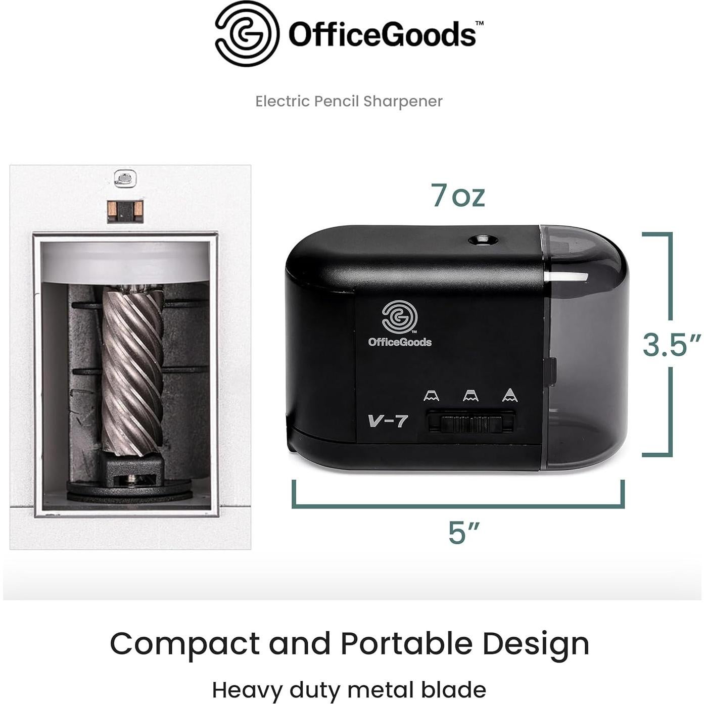 Sacapuntas Eléctrico OfficeGoods V-7 - Portátil Negro
