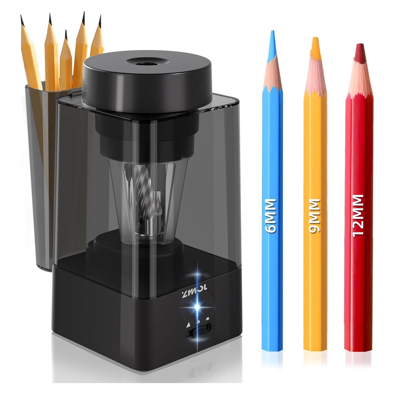 Sacapuntas Eléctrico Automático Zmol Negro 6-12mm Recargable