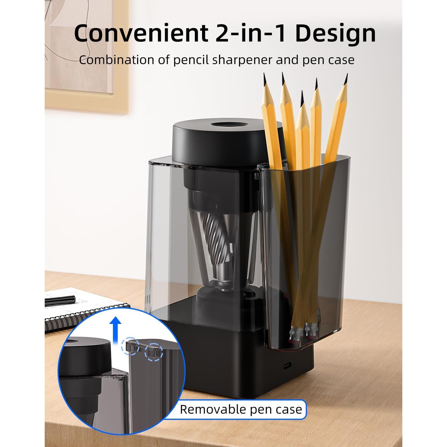 Sacapuntas Eléctrico Automático Zmol Negro 6-12mm Recargable