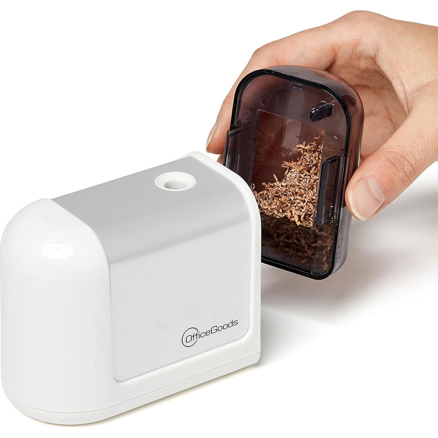 Sacapuntas Eléctrico Inalámbrico OfficeGoods - Blanco - Compacto