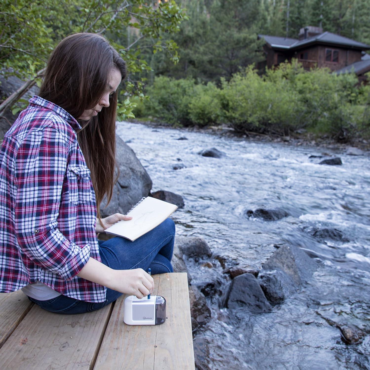 Sacapuntas Eléctrico Inalámbrico OfficeGoods - Blanco - Compacto