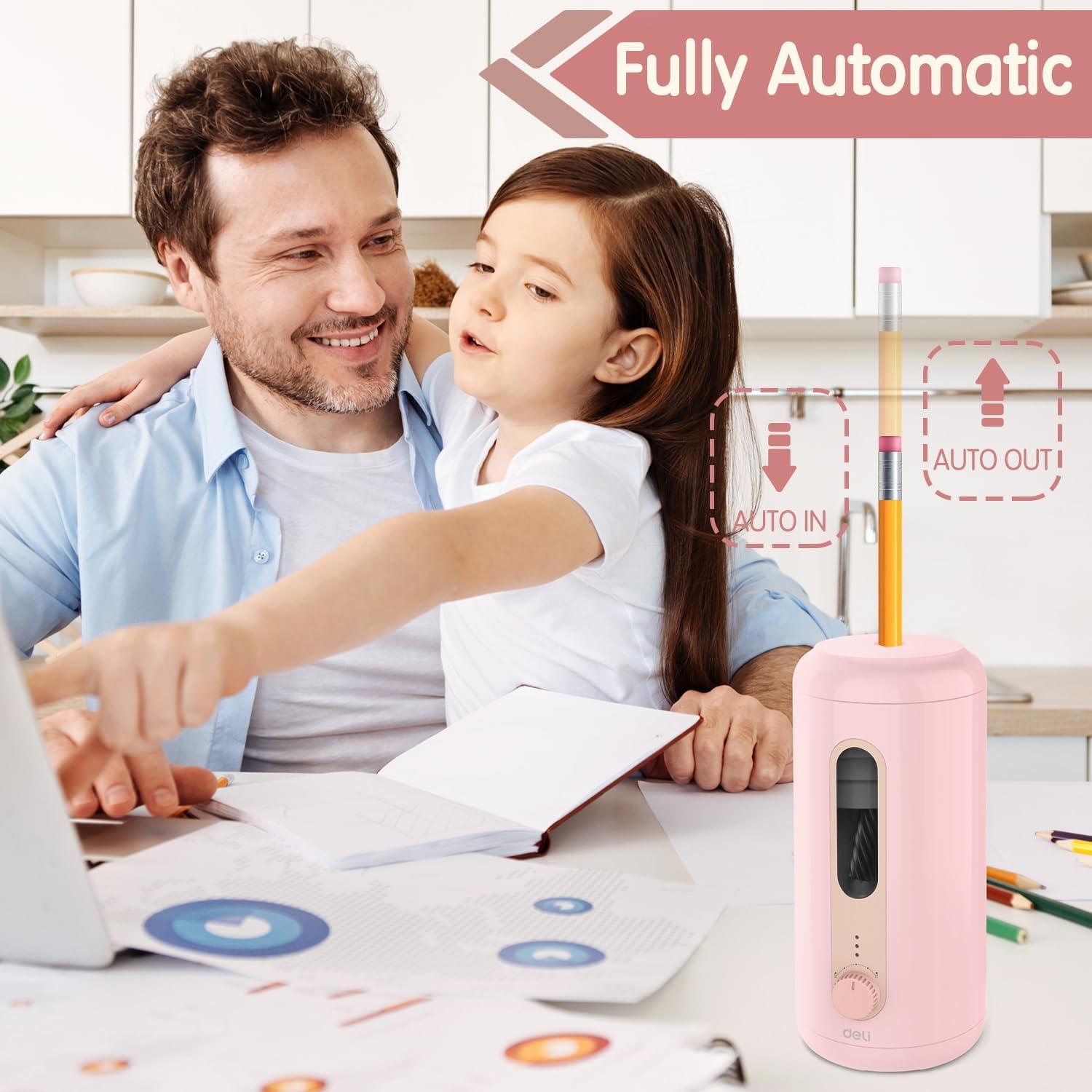 Afilador de Lápices Eléctrico Deli VA10-PK Recargable Rosa