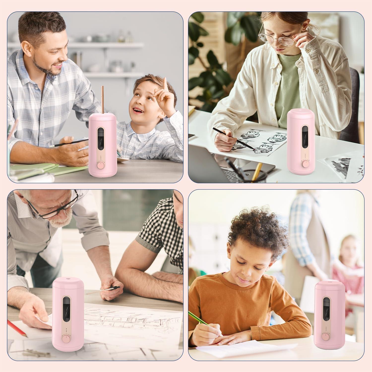 Afilador de Lápices Eléctrico Deli VA10-PK Recargable Rosa