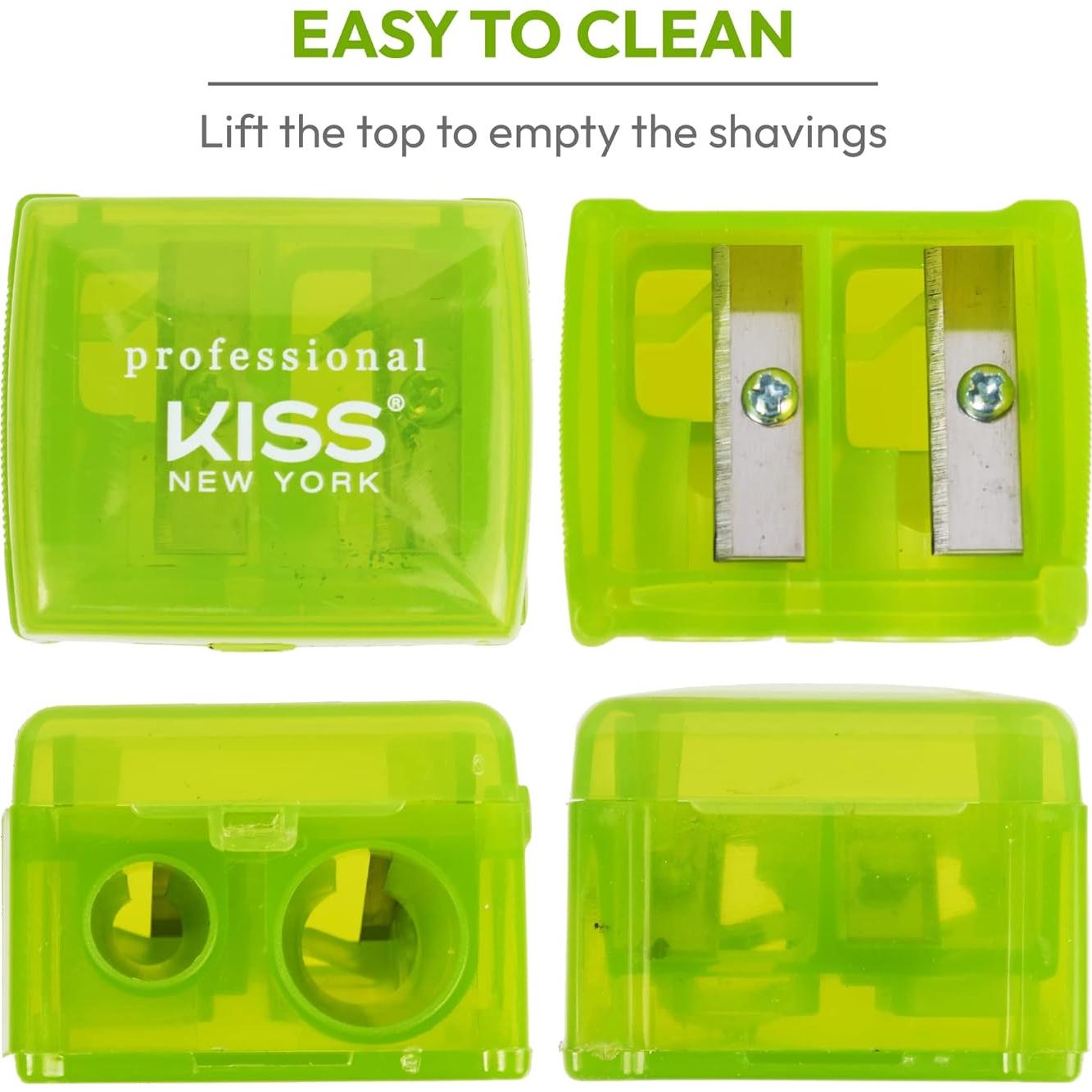 Sacapuntas Doble Profesional Kiss New York para Lápices Cosméticos