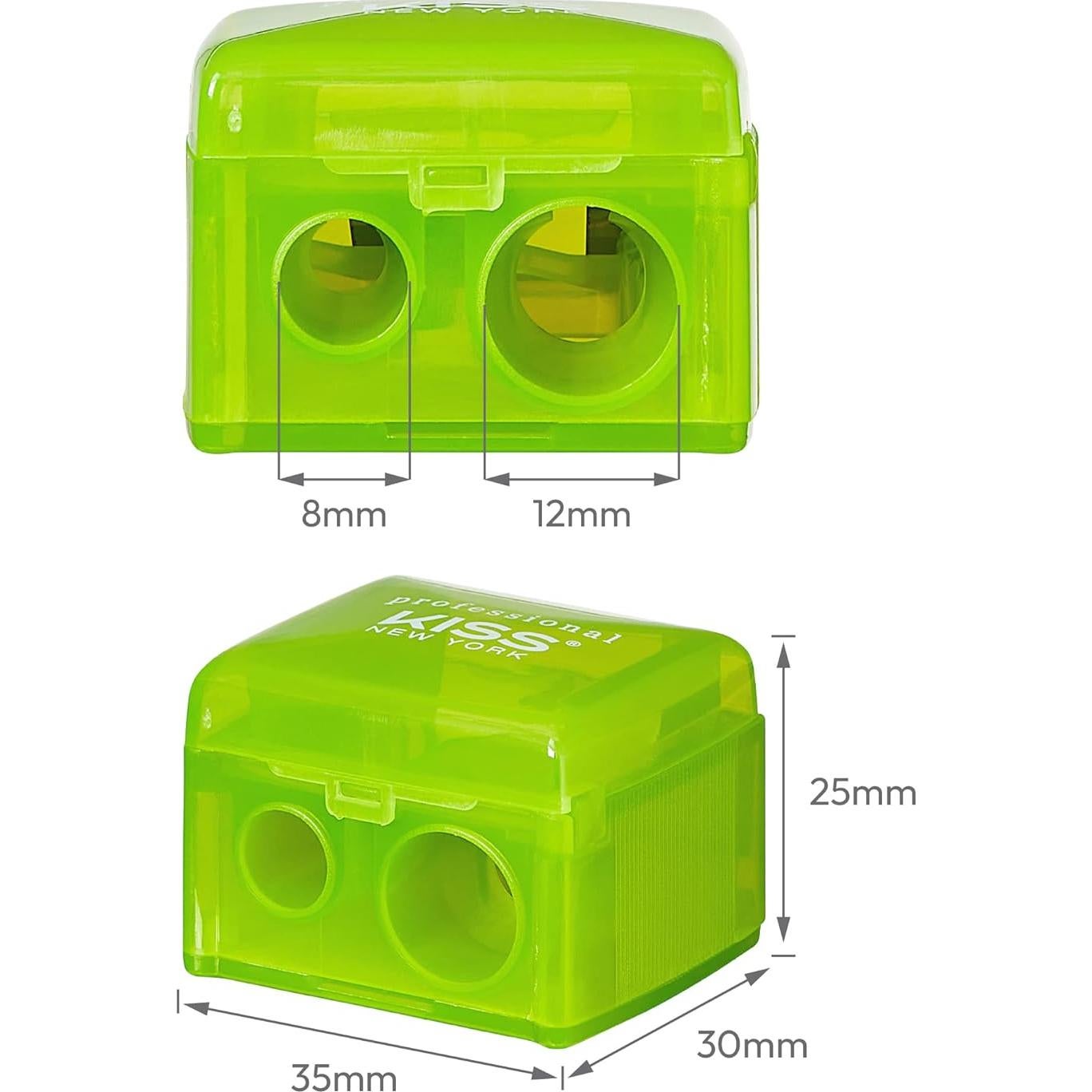 Sacapuntas Doble Profesional Kiss New York para Lápices Cosméticos