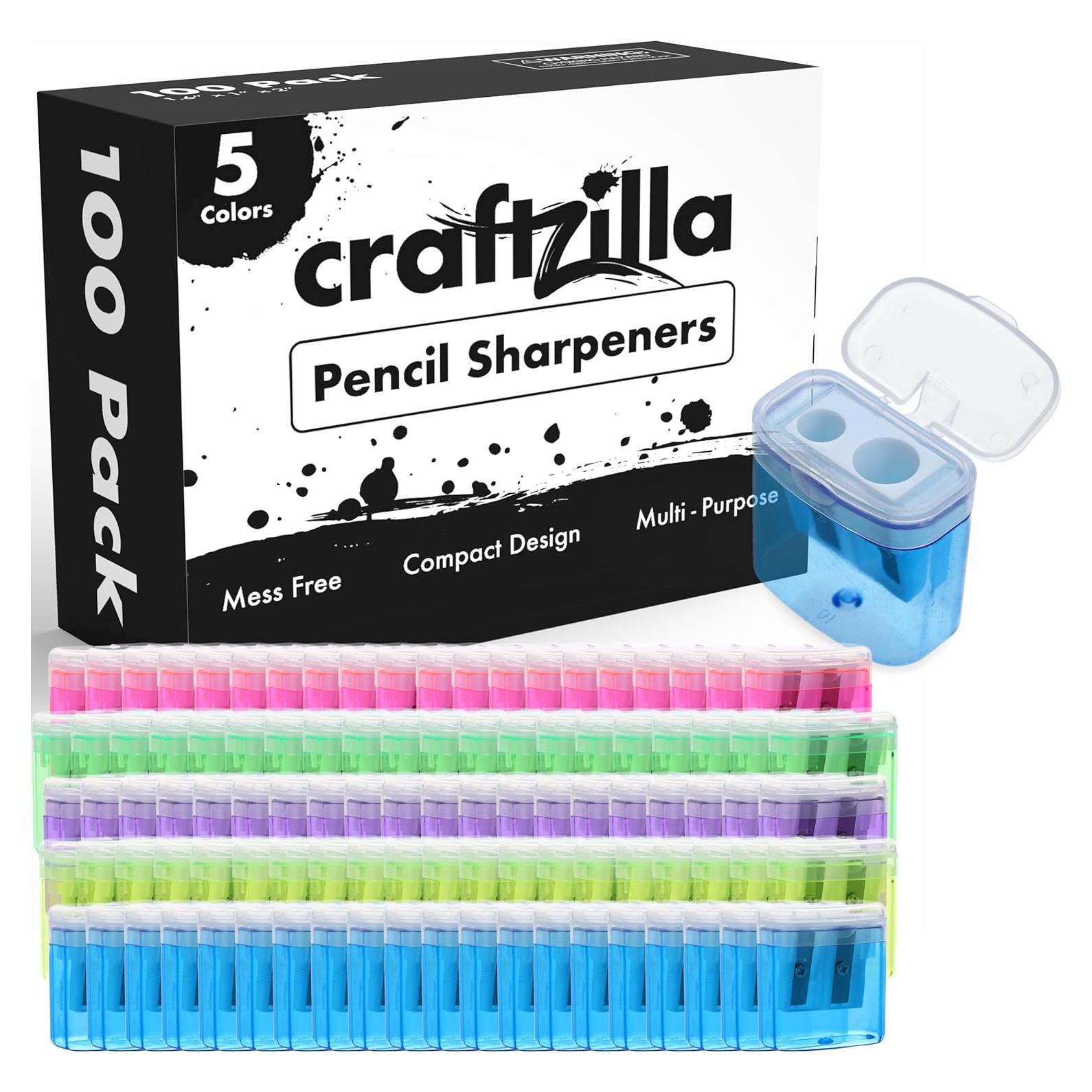 Paquete de 100 Sacapuntas Manuales Craftzilla Multicolor