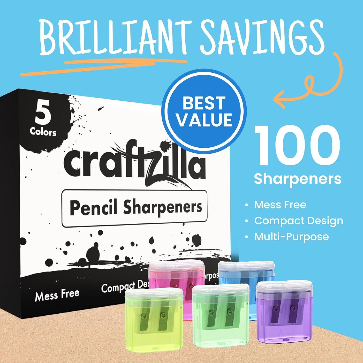 Paquete de 100 Sacapuntas Manuales Craftzilla Multicolor