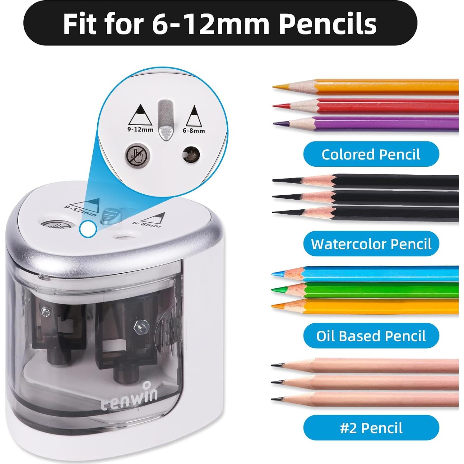Sacapuntas eléctrico Tihoo doble orificio para lápices 6-12mm