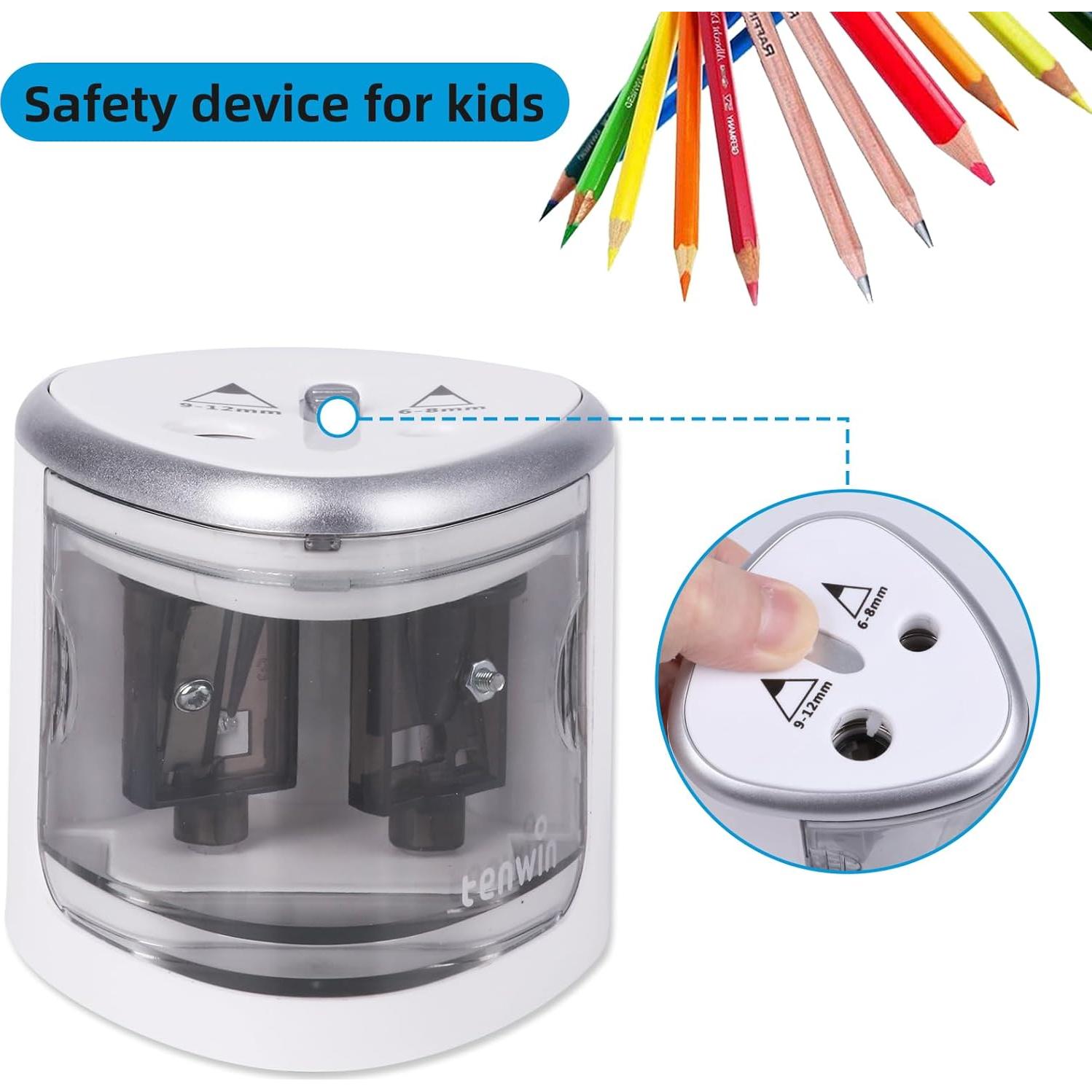 Sacapuntas eléctrico Tihoo doble orificio para lápices 6-12mm