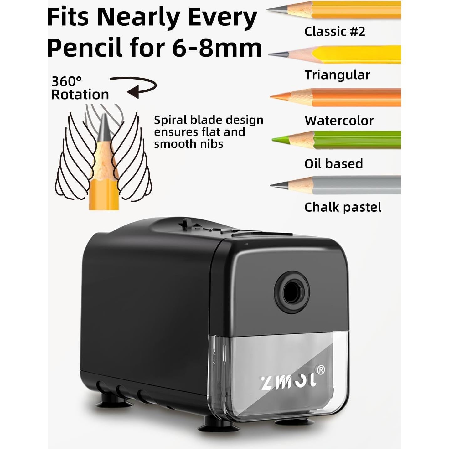 Sacapuntas Eléctrico Zmol Profesional 6.5-8 mm Automático