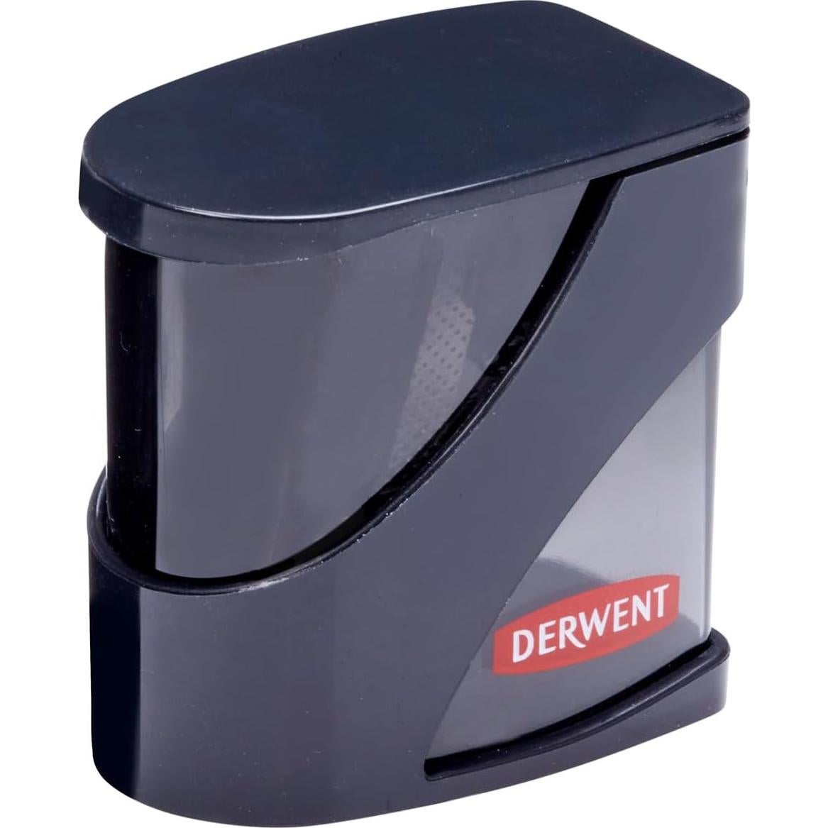 Sacapuntas Doble Orificio Derwent con Contenedor - Negro