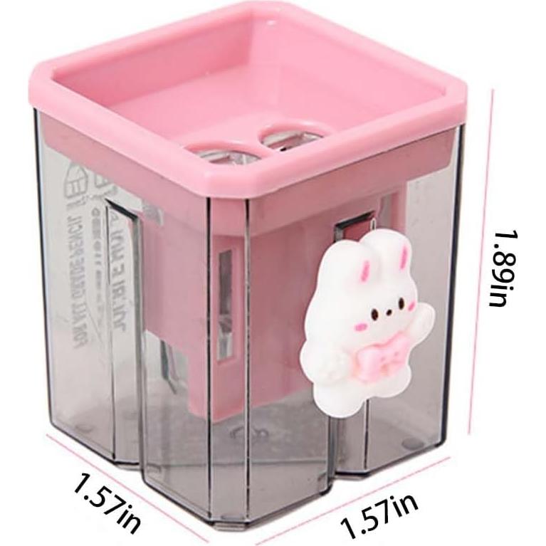 2 Sacapuntas de Lápiz Bsdurable Doble Agujero Transparente