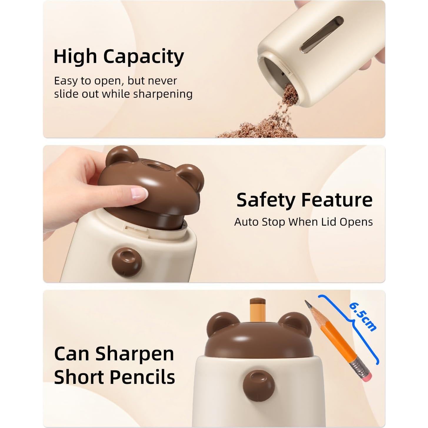 Afilador de Lápices Automático ZMOL Recargable 3 Niveles