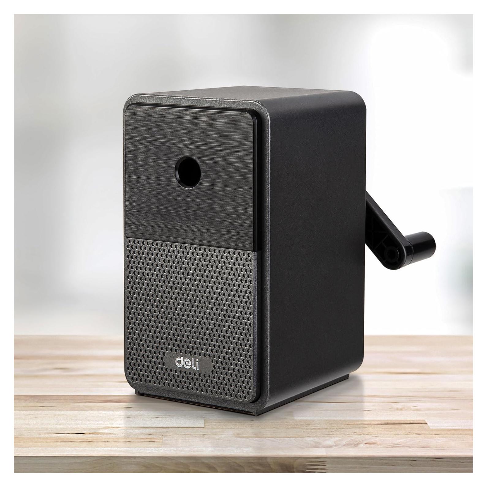 Afilador de Lápiz Manual Deli E71160 Negro con Punta Ajustable