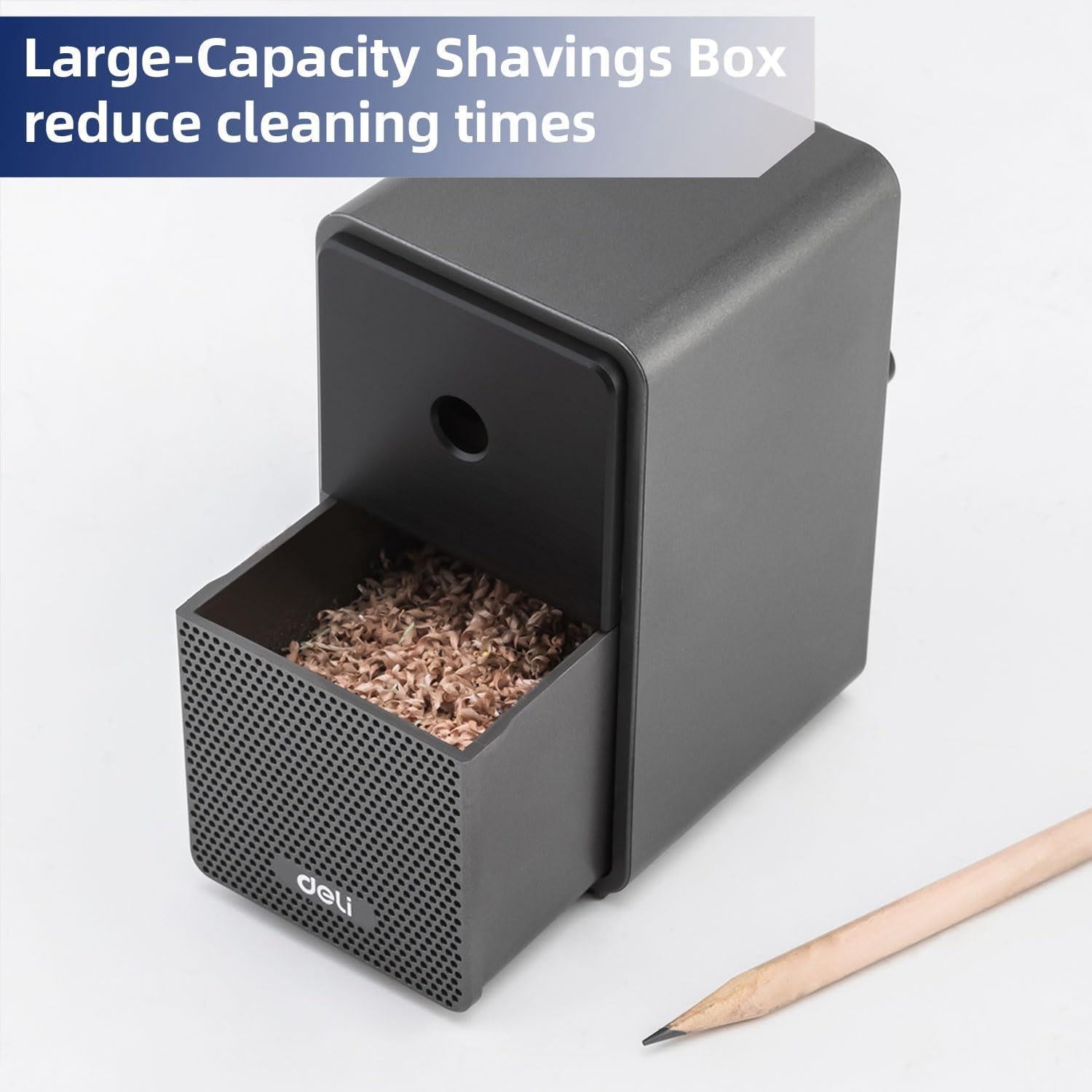 Afilador de Lápiz Manual Deli E71160 Negro con Punta Ajustable