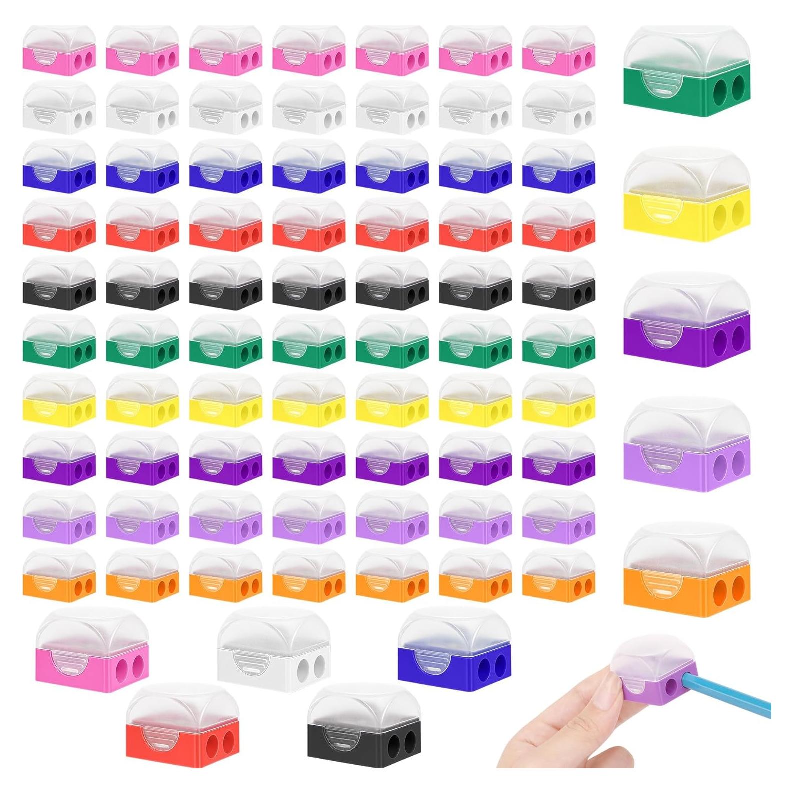 Aodaer 120 Sacapuntas Manual Doble Orificio con Tapa - Colores Vivos