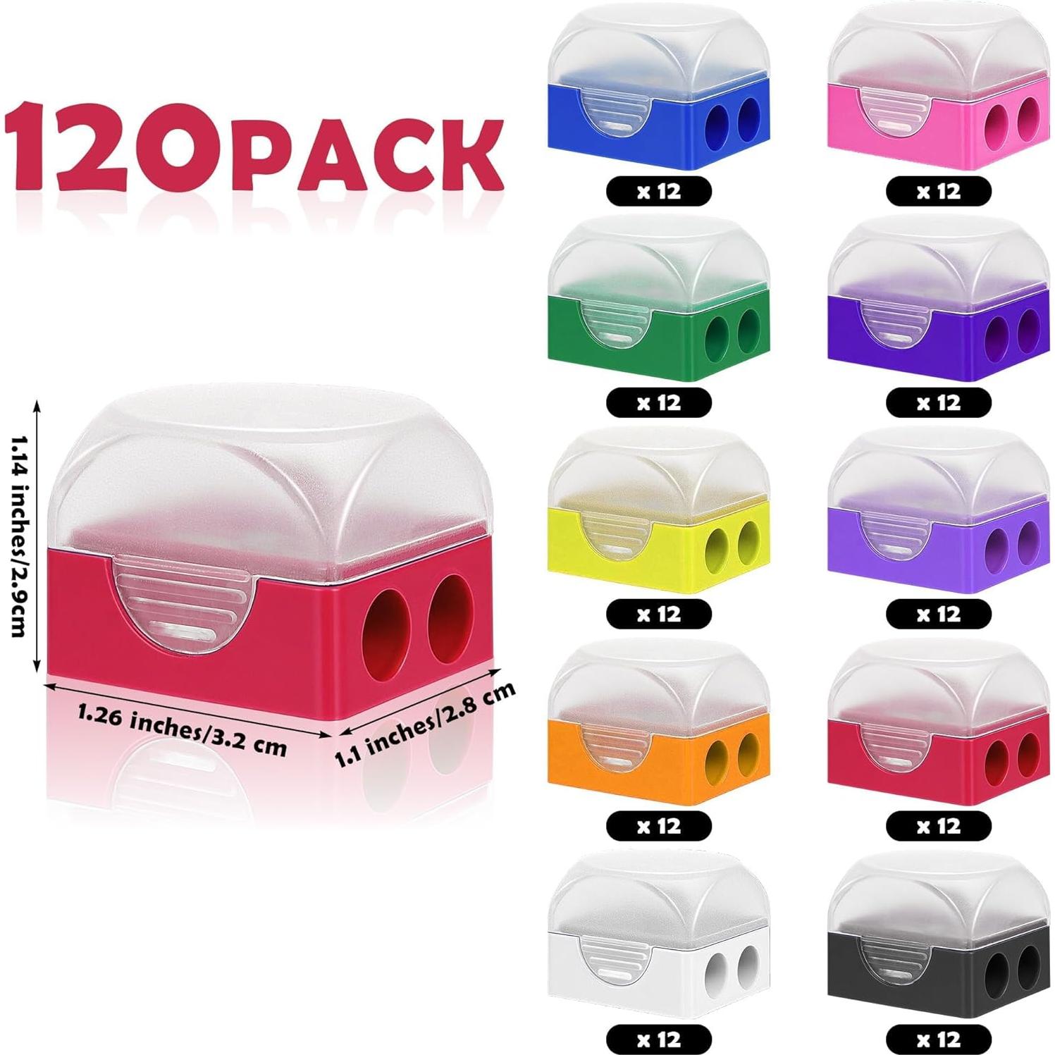 Aodaer 120 Sacapuntas Manual Doble Orificio con Tapa - Colores Vivos