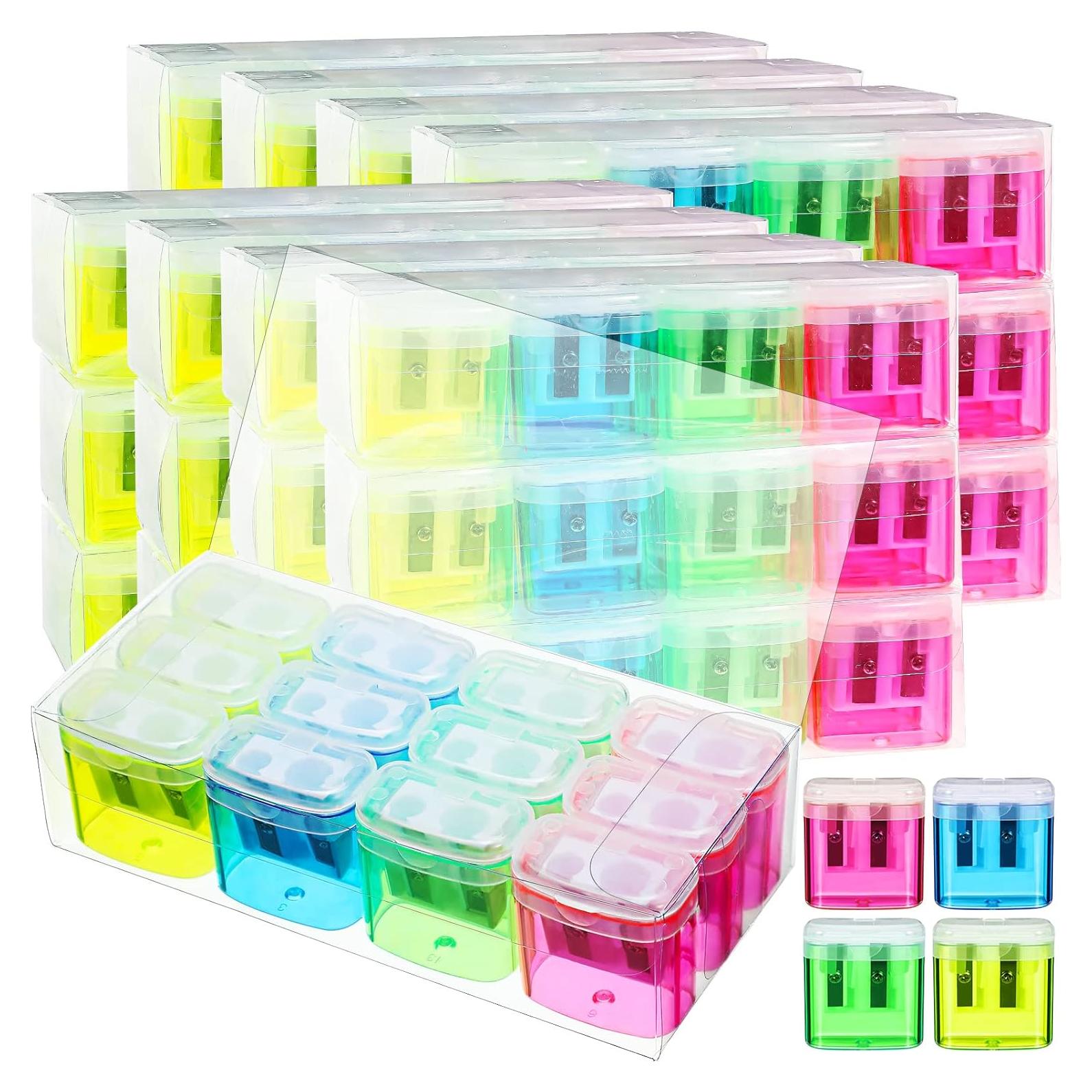 144 Sacapuntas Manuales Teling Doble Orificio Coloridos