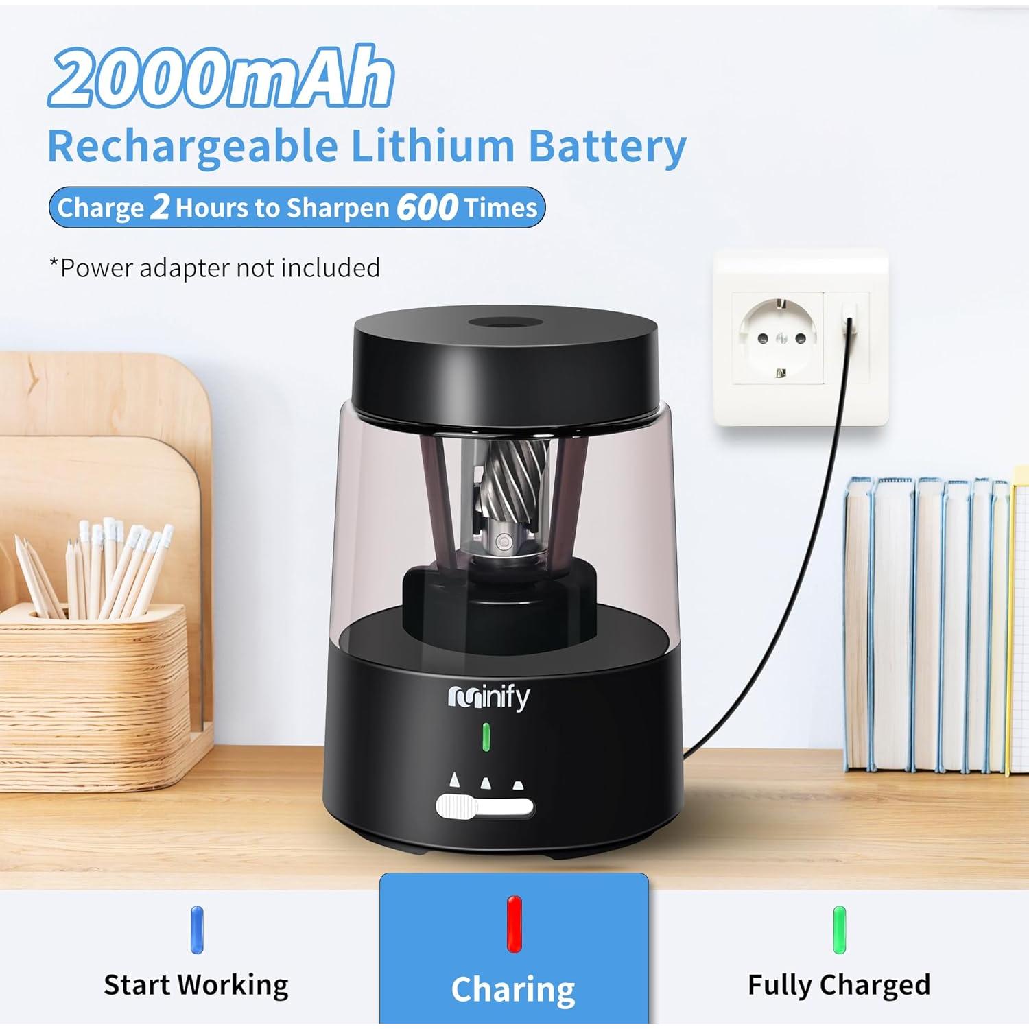 Sacapuntas Eléctrico Minify PS01 Recargable 2000mAh Negro