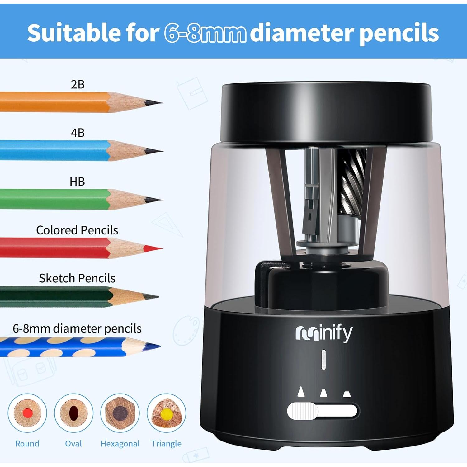 Sacapuntas Eléctrico Minify PS01 Recargable 2000mAh Negro