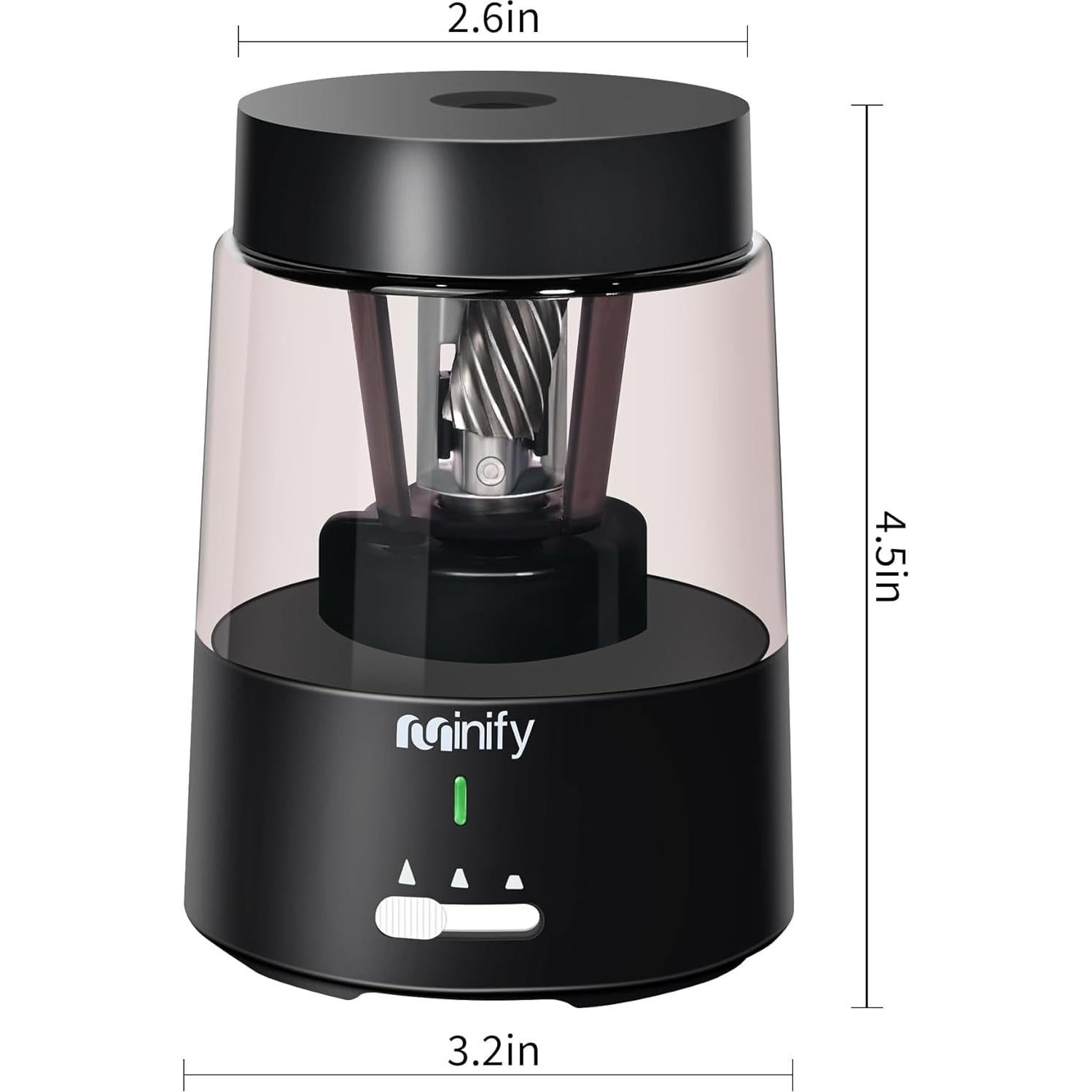 Sacapuntas Eléctrico Minify PS01 Recargable 2000mAh Negro