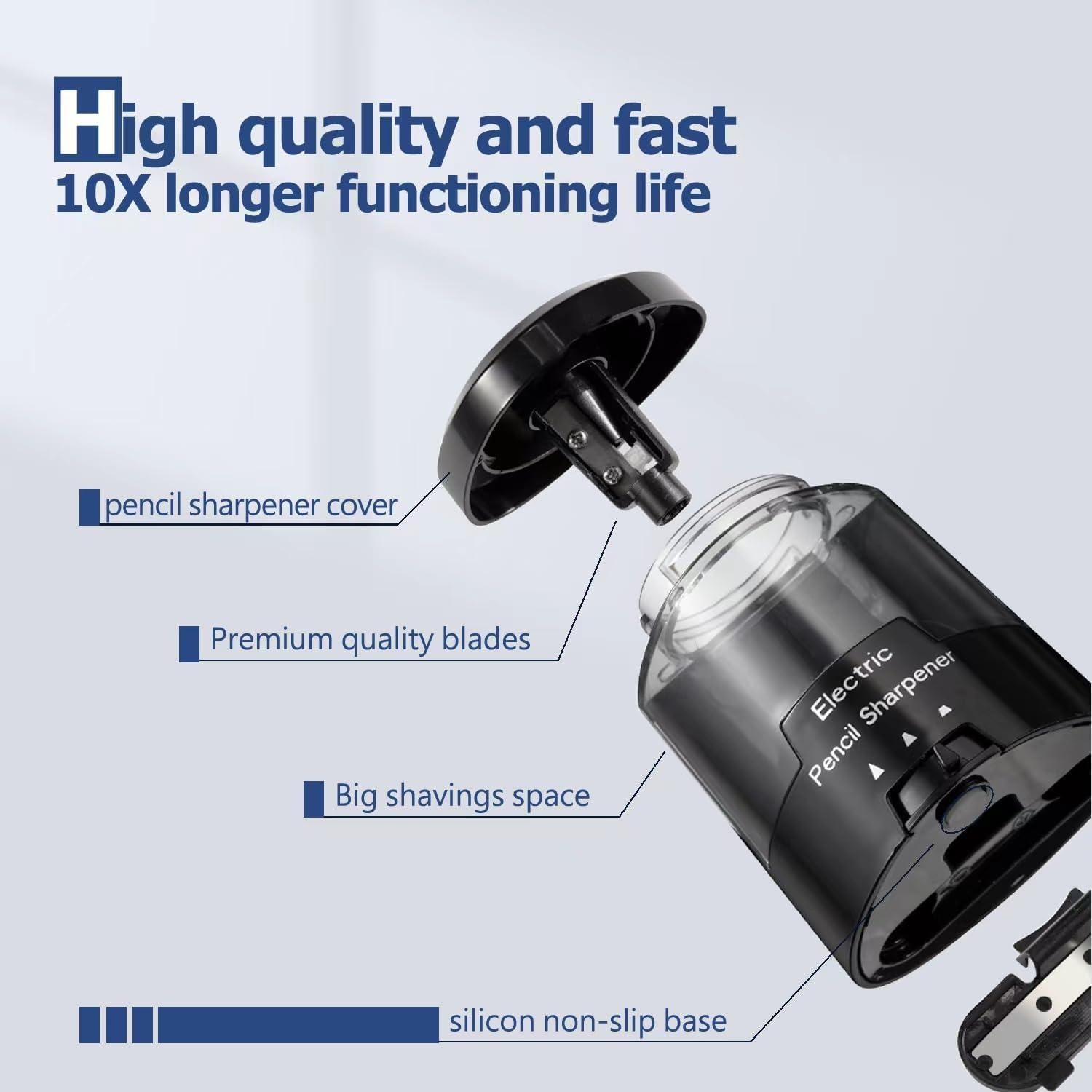 Sacapuntas Eléctrico Zankocat USB Automático Negro 3 Modos