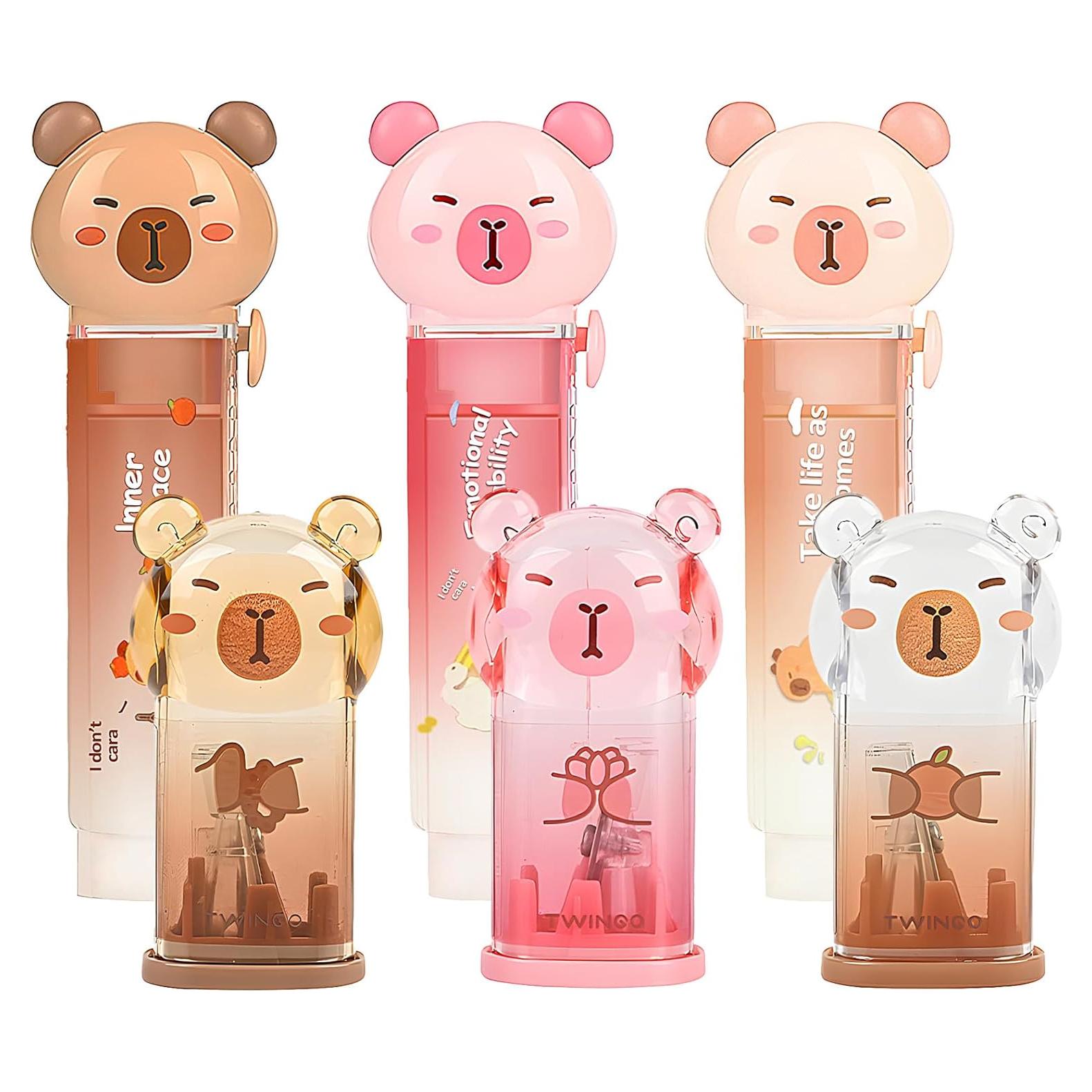 Juego de Papelería Kawaii Daphilly 6 Piezas Capibara Rosa