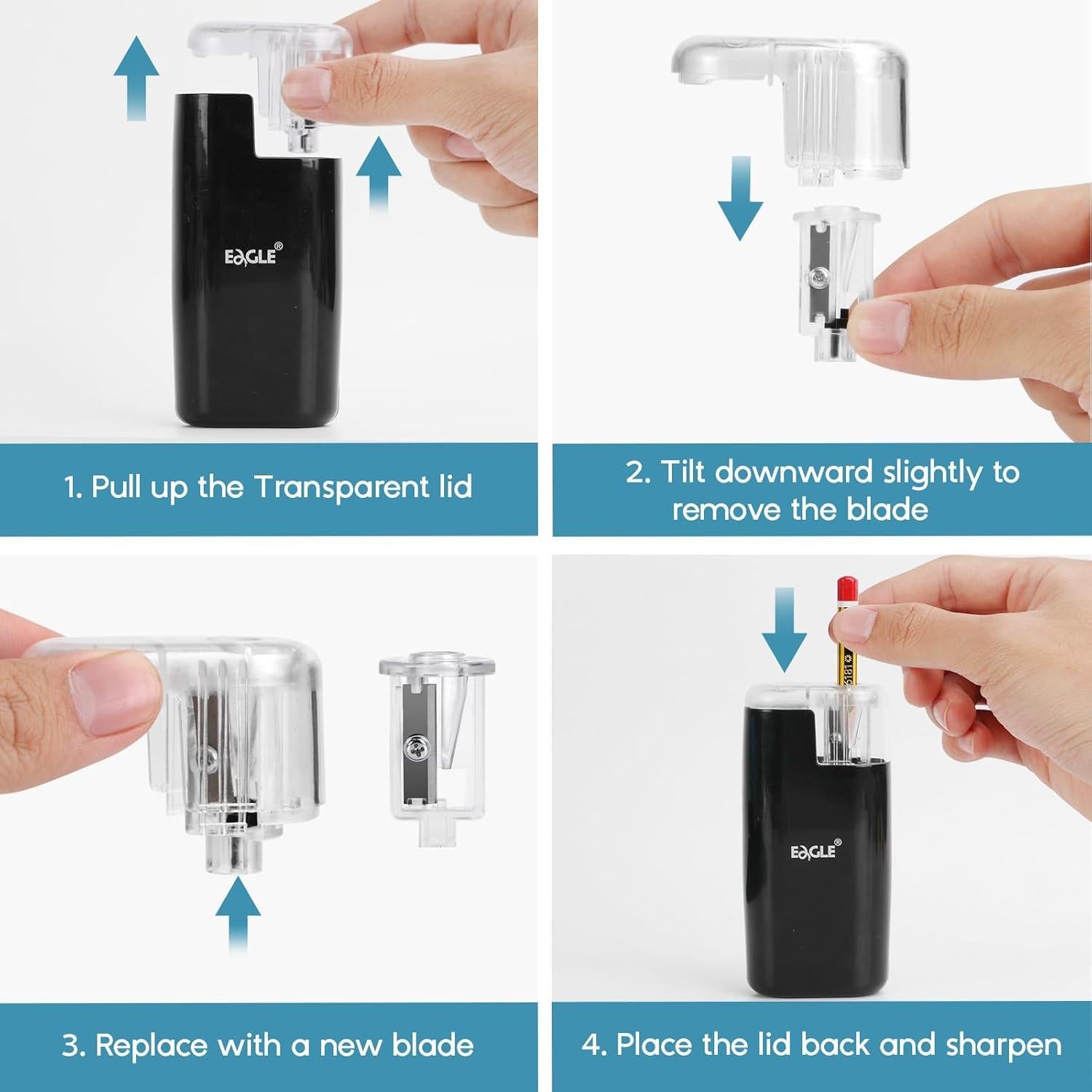 Eagle Battery-Operated Pencil Sharpener Replacement Blades Set - 3 Pcs Carbon Steel Extra Blades for TY61 TY48 TY49- Long-Lasting Durable Sharpening Tools for Office School Art Projects(Small)