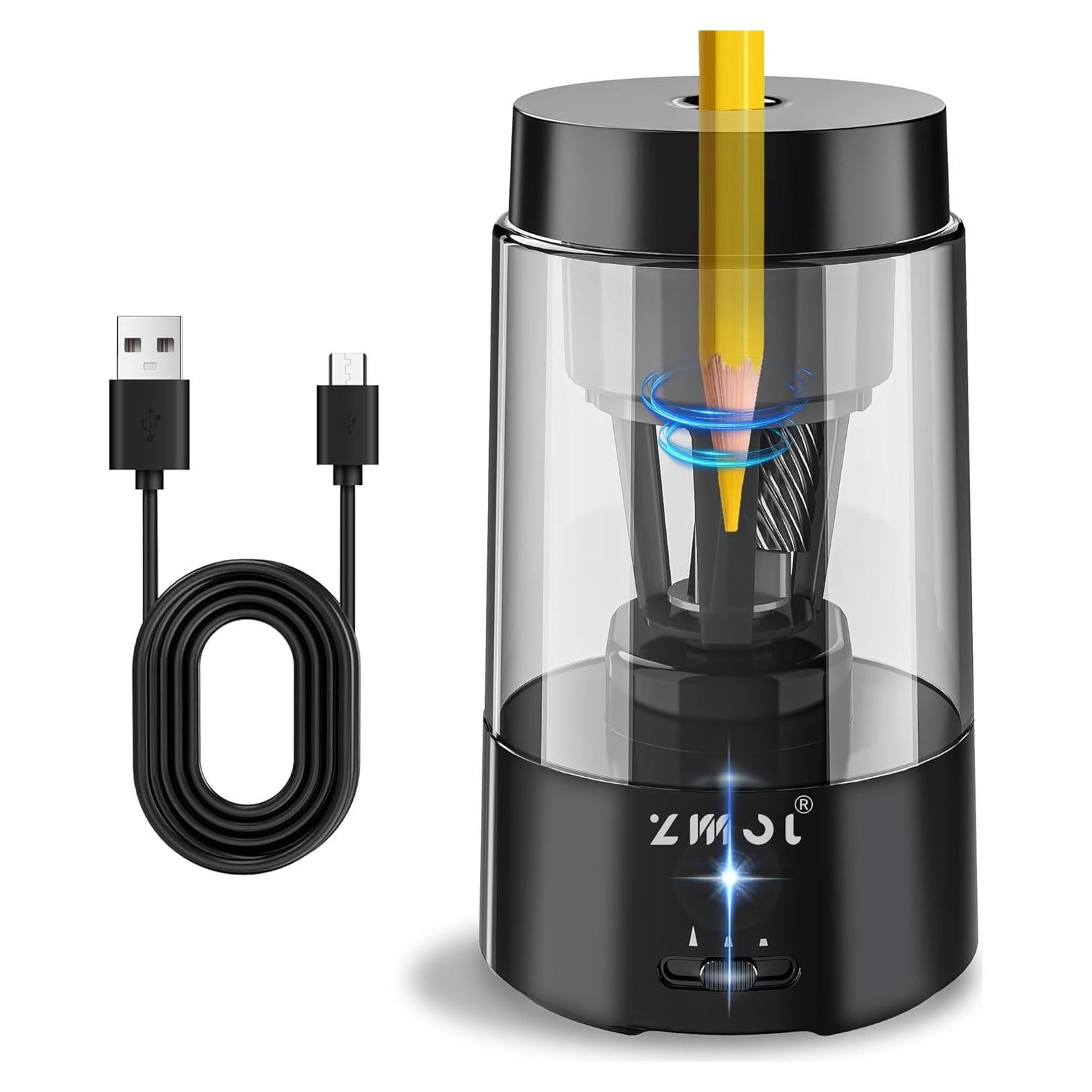 Sacapuntas Automático Zmol Recargable Negro para Lápices