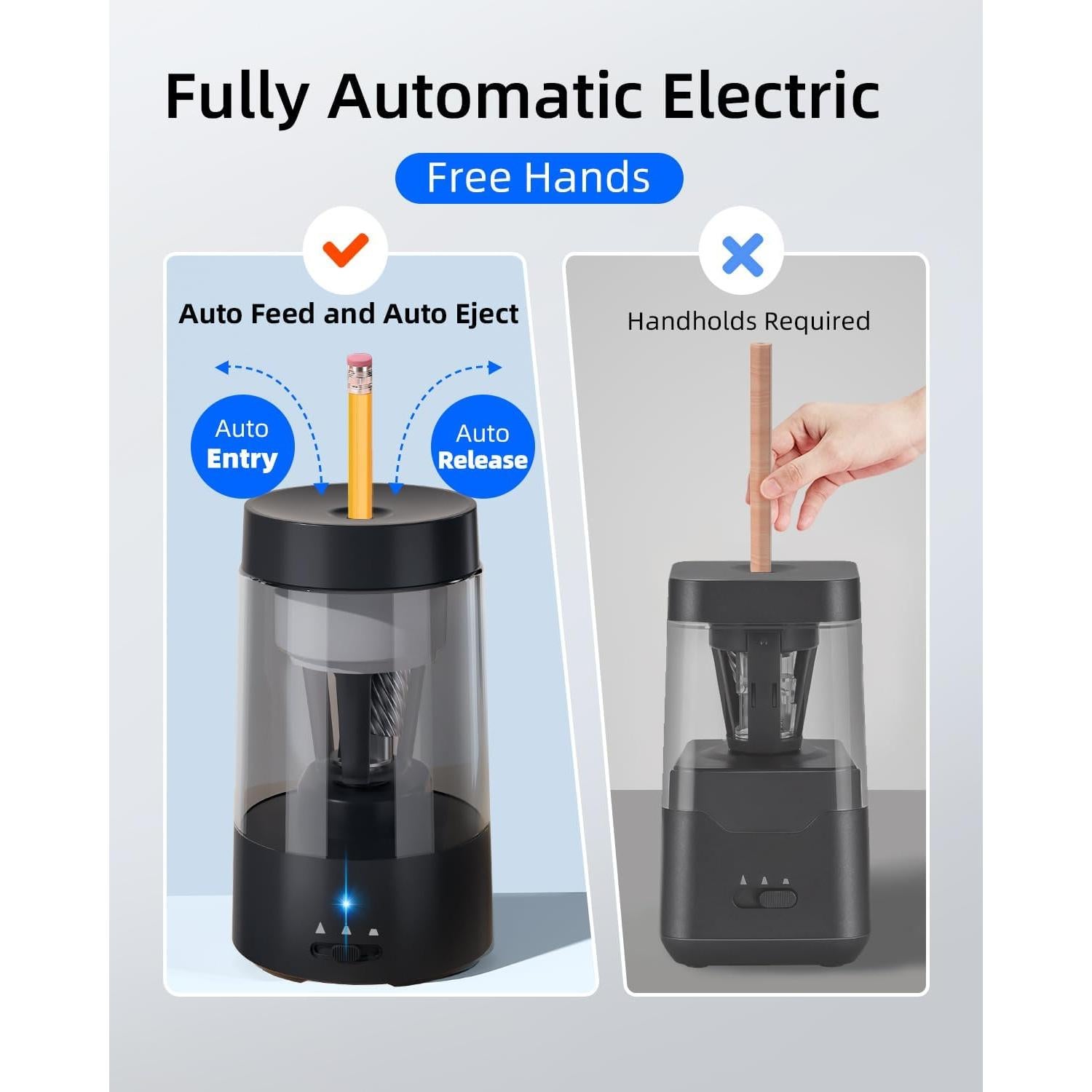 Sacapuntas Automático Zmol Recargable Negro para Lápices