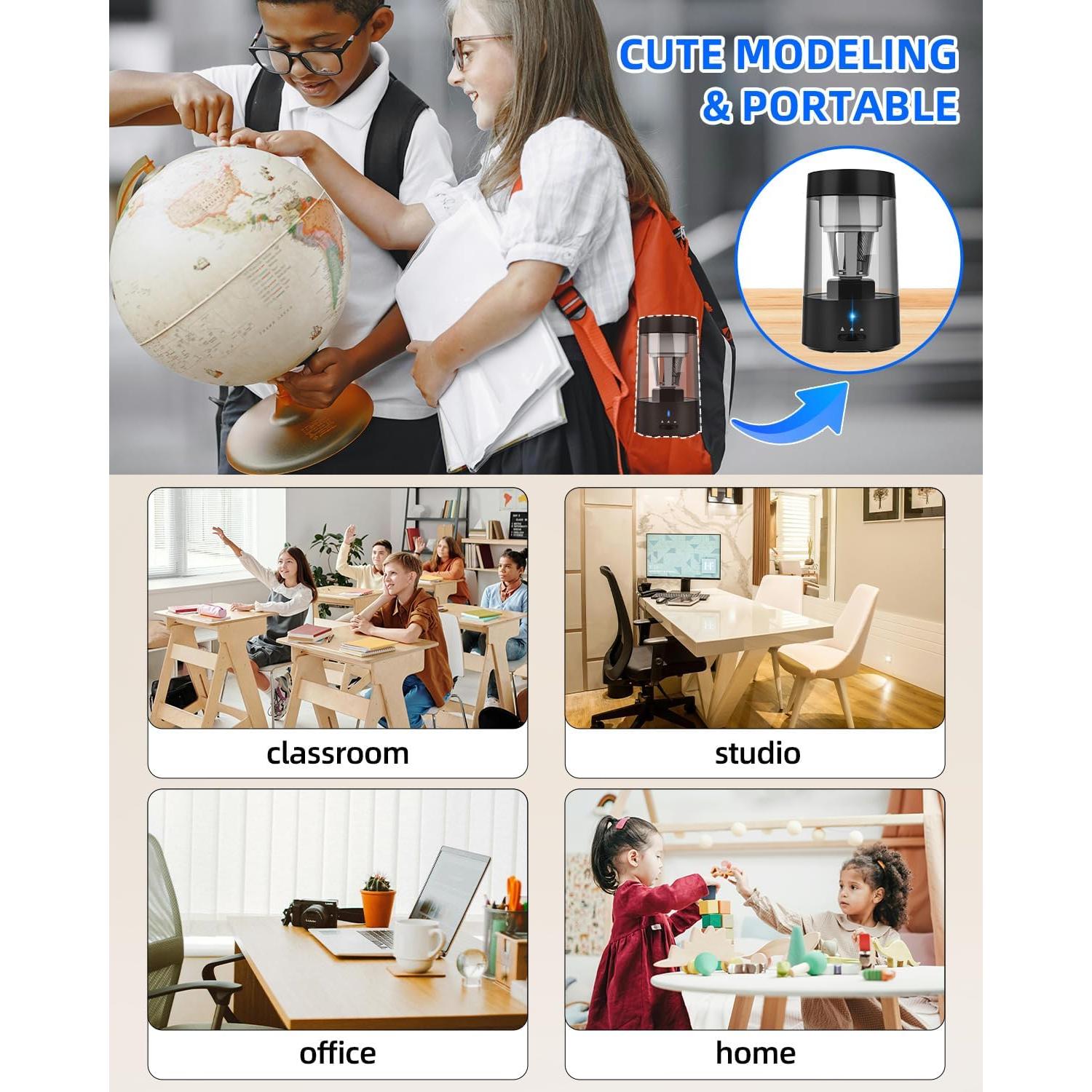 Sacapuntas Automático Zmol Recargable Negro para Lápices