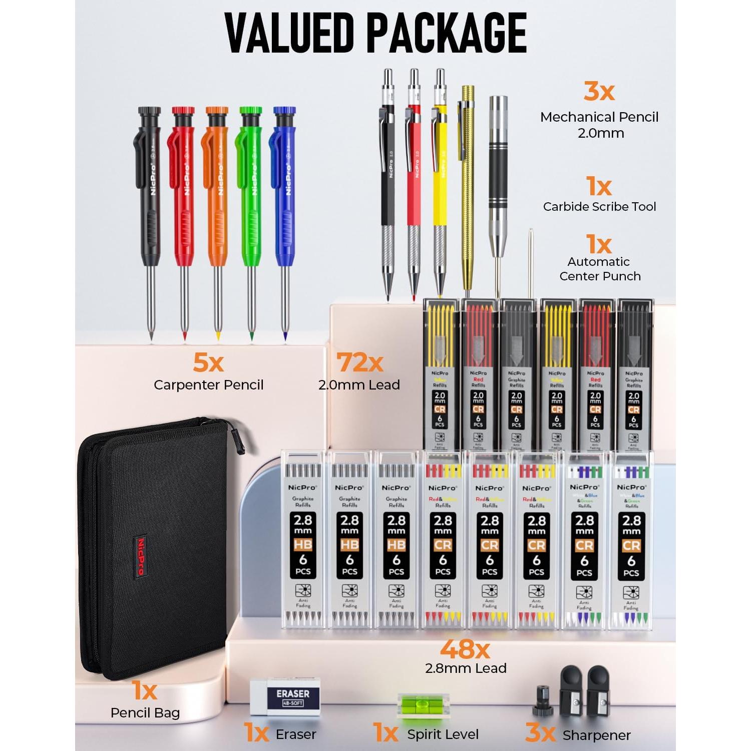 Juego de Lápices de Carpintero Nicpro 31 Paquetes Multicolor
