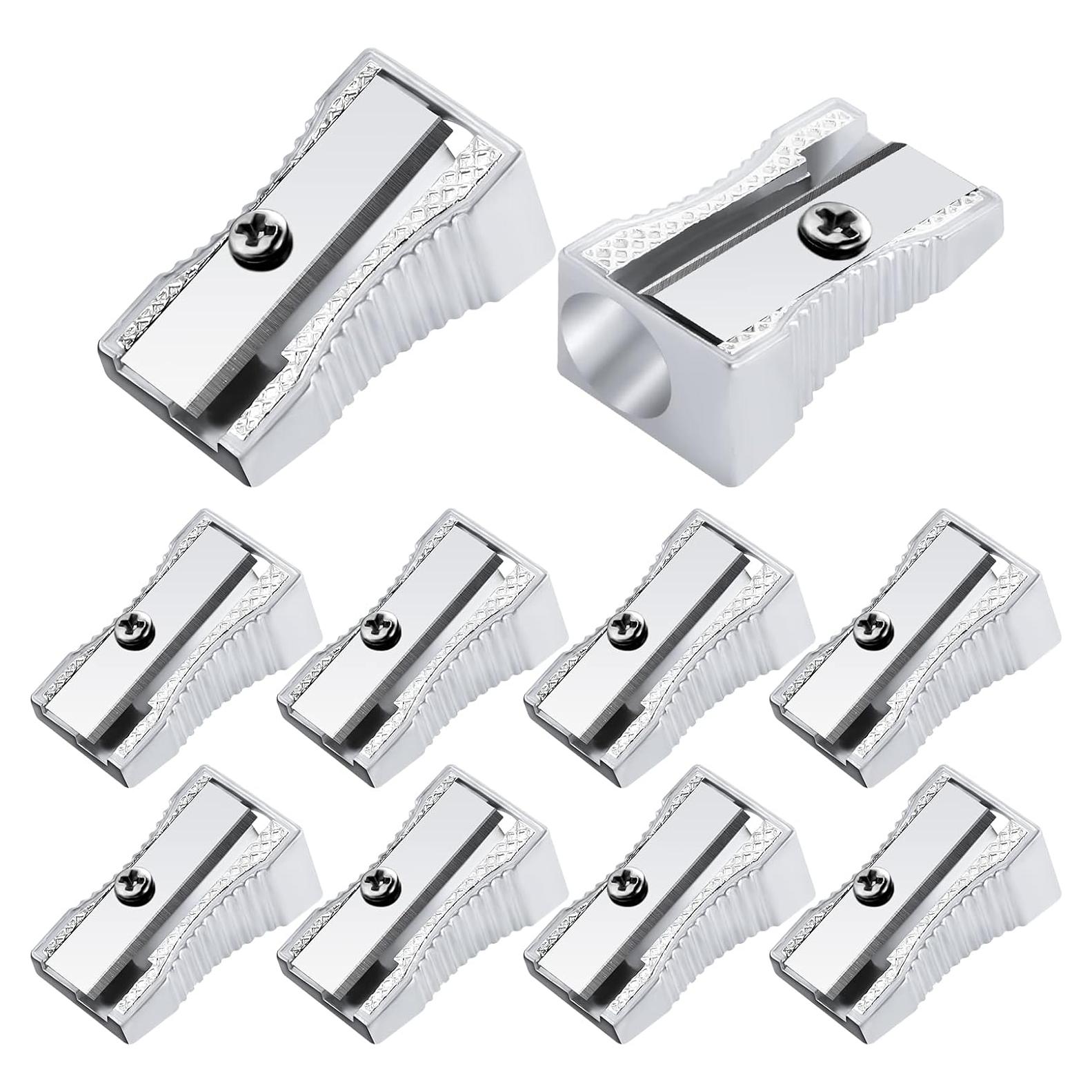 10 Mini Sacapuntas de Metal Cobee para Lápices - Plata