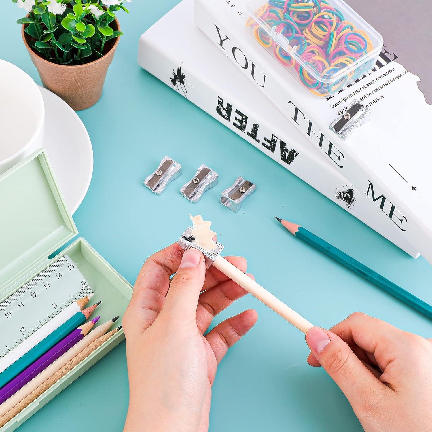 10 Mini Sacapuntas de Metal Cobee para Lápices - Plata