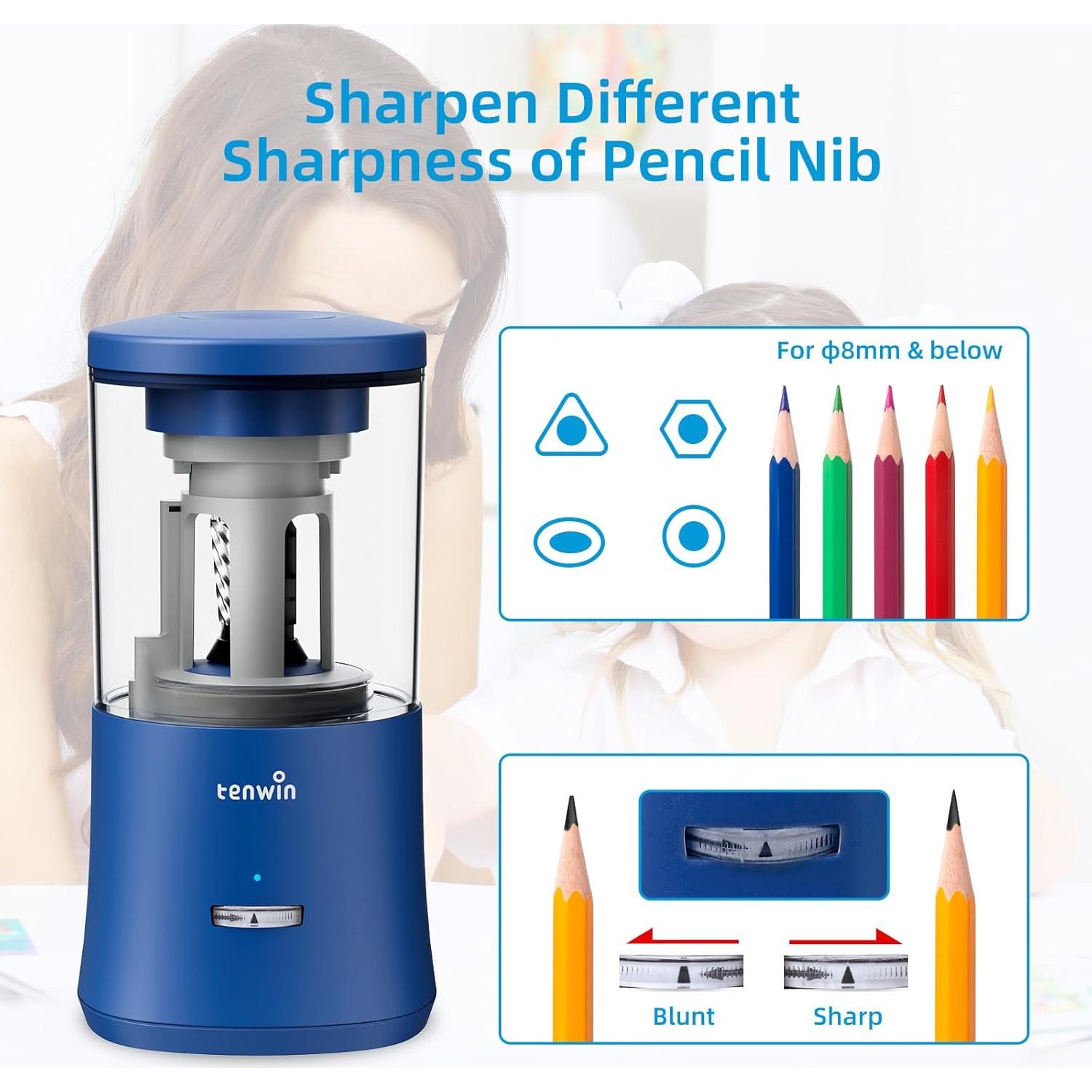 Sacapuntas Eléctrico Automático Tenwin TW8018 Azul 2000mAh