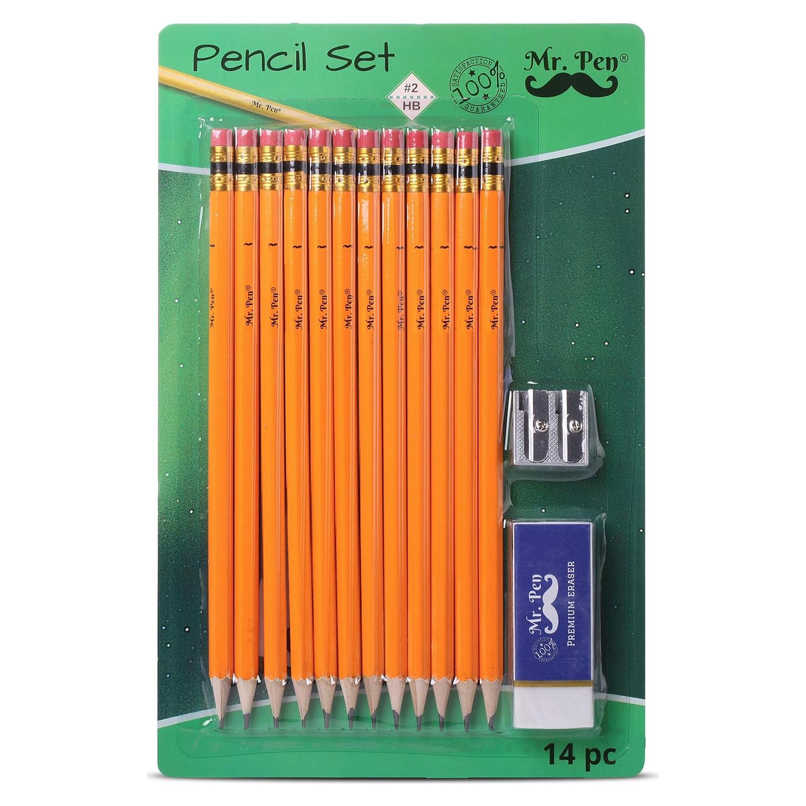 Juego de Lápices Mr. Pen 12 Piezas con Sacapuntas y Borrador