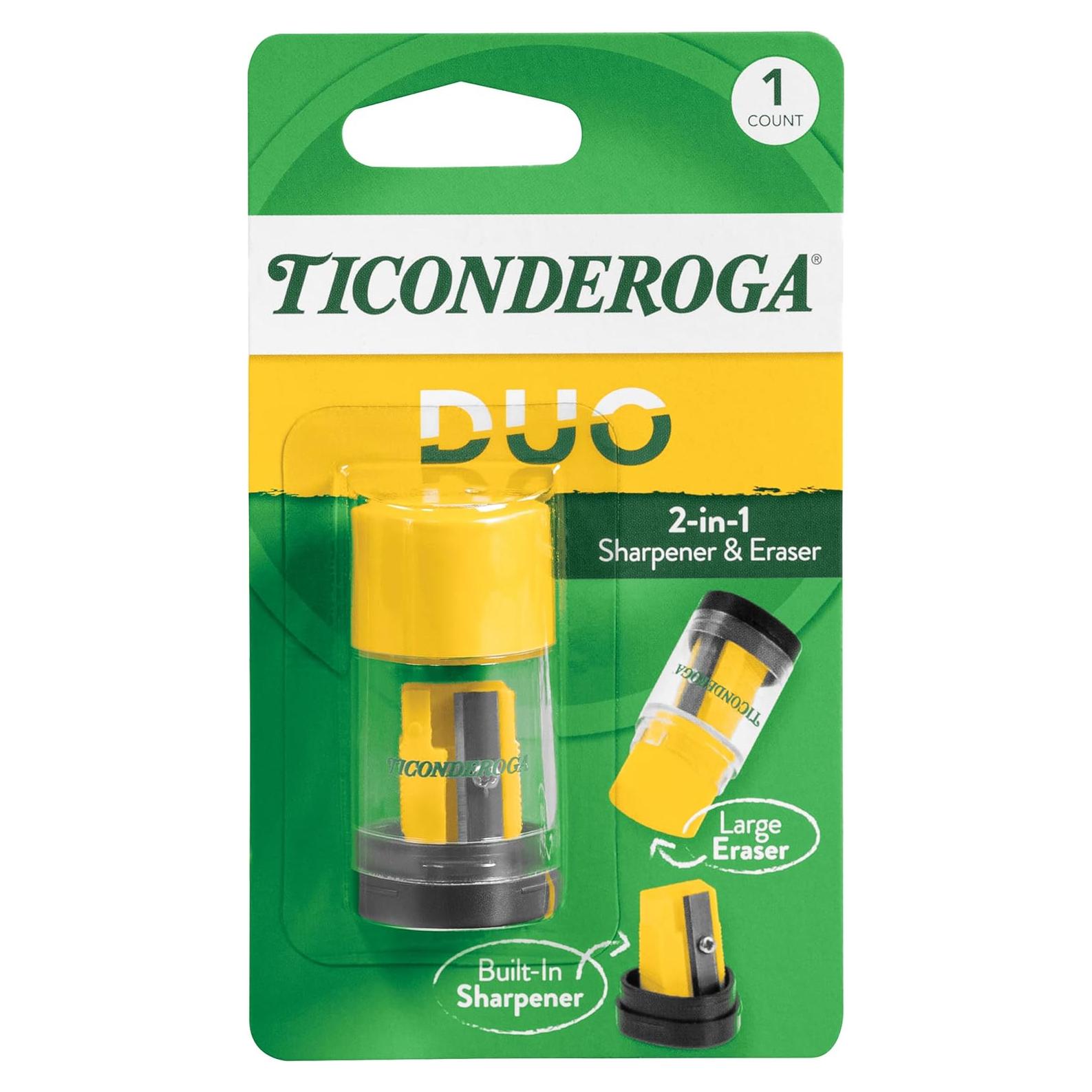 Sacapuntas y Borrador Ticonderoga Duo 2 en 1 Amarillo 6 Pzas