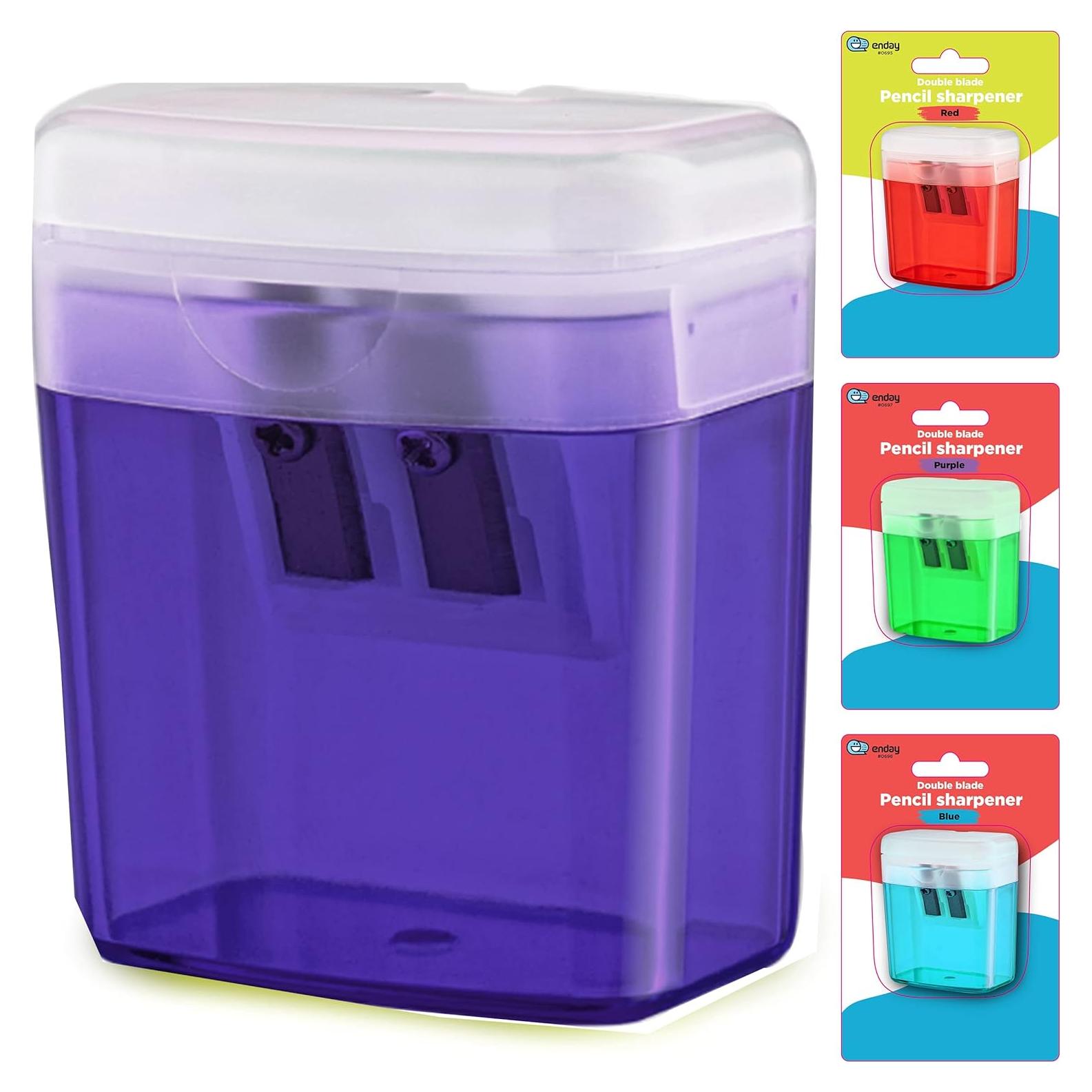Sacapuntas Manual Doble Orificio Enday Púrpura para Lápices