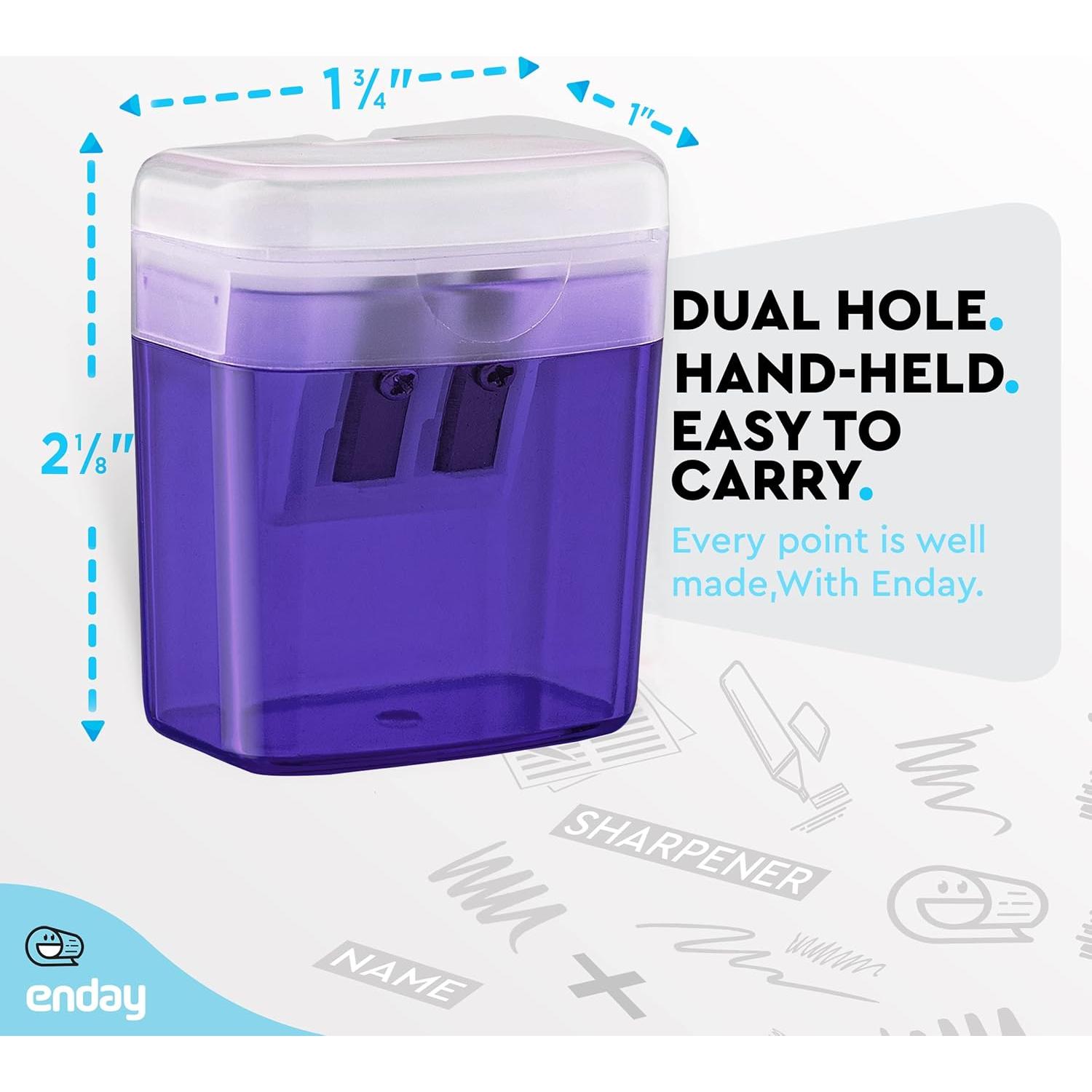 Sacapuntas Manual Doble Orificio Enday Púrpura para Lápices