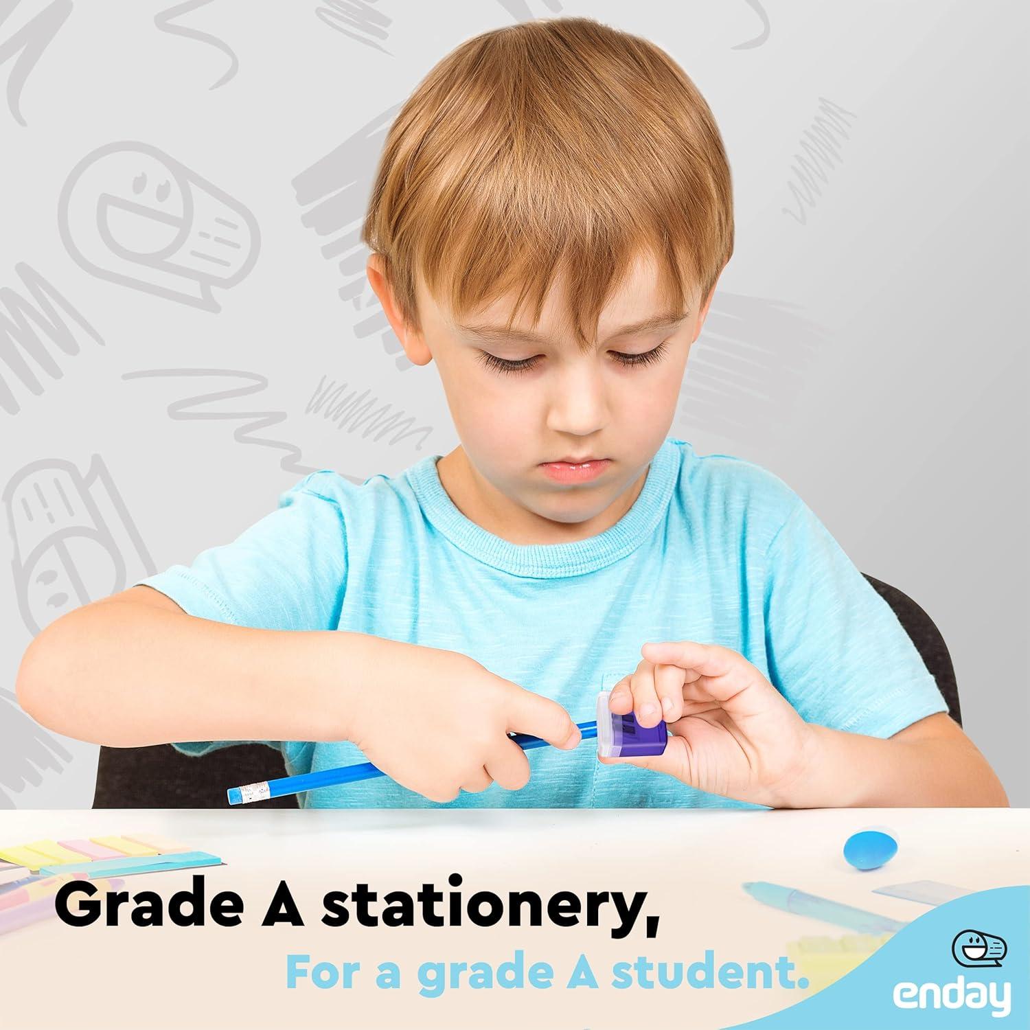 Sacapuntas Manual Doble Orificio Enday Púrpura para Lápices