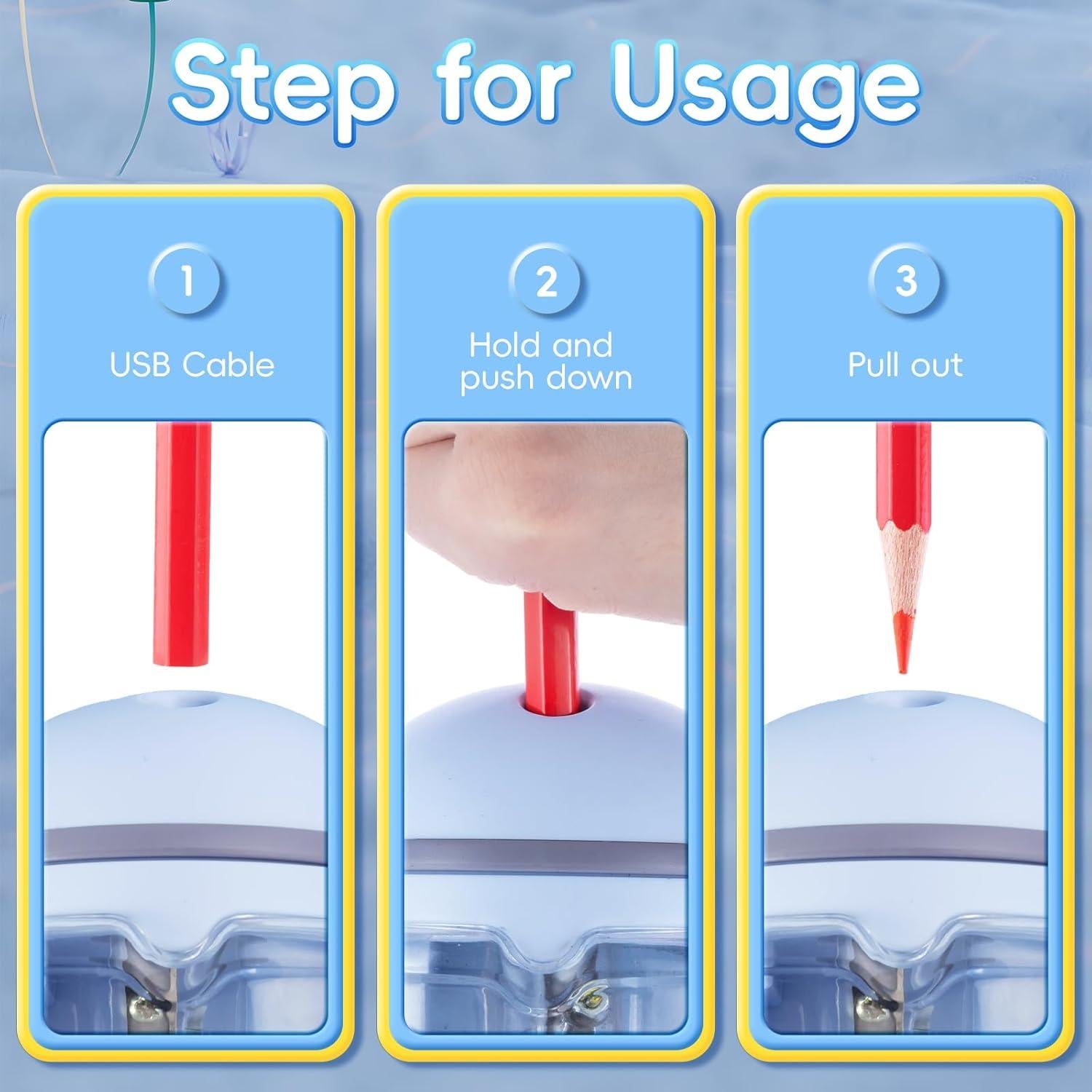 Sacapuntas Eléctrico M&G Azul Portátil USB/Batería para Lápices