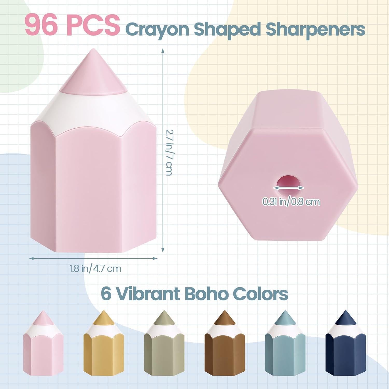 96 Sacapuntas Crayón Aodaer Colores Boho Manuales Portátiles