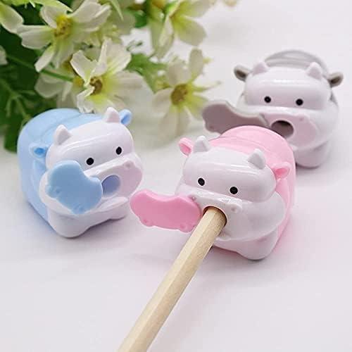 2Pcs Random Color Cute Cattle Design Sharpener,Cow Ox Kawaii Pencils Sharpeners Girls Gifts Stationery Nice Design Processed Writing and Correction Supplies Office Supplies