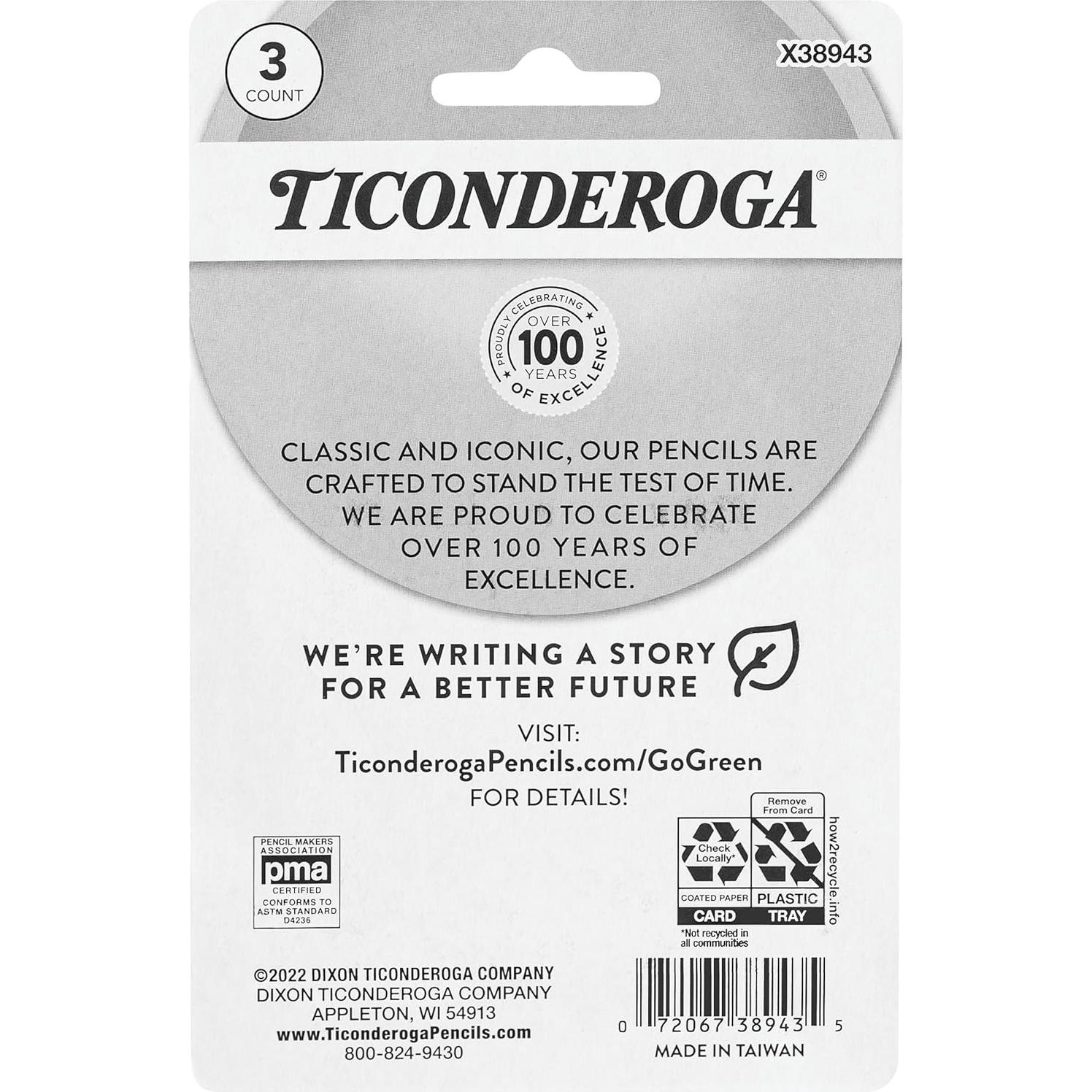 Borradores en cuña Ticonderoga Rosa - 3 unidades, no tóxico