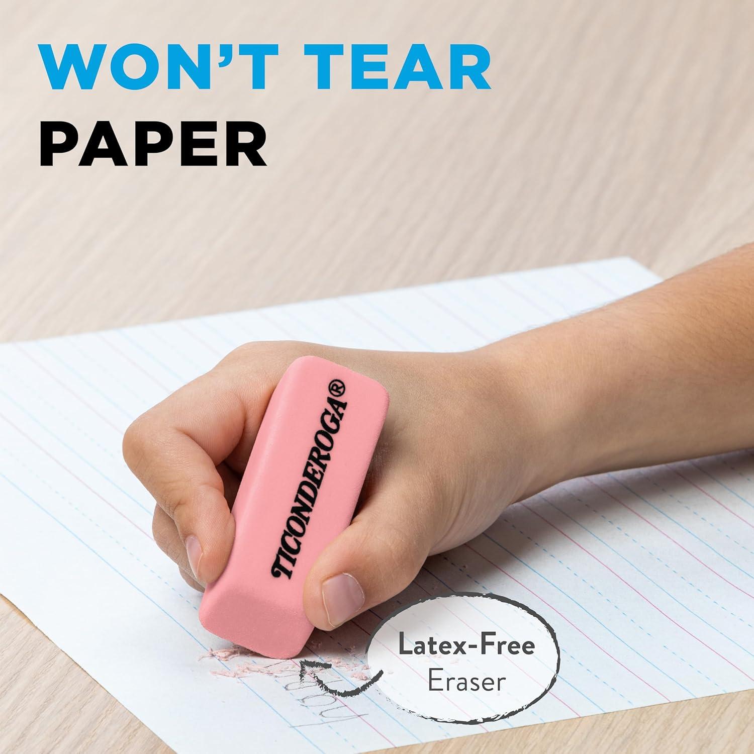 Borradores en cuña Ticonderoga Rosa - 3 unidades, no tóxico